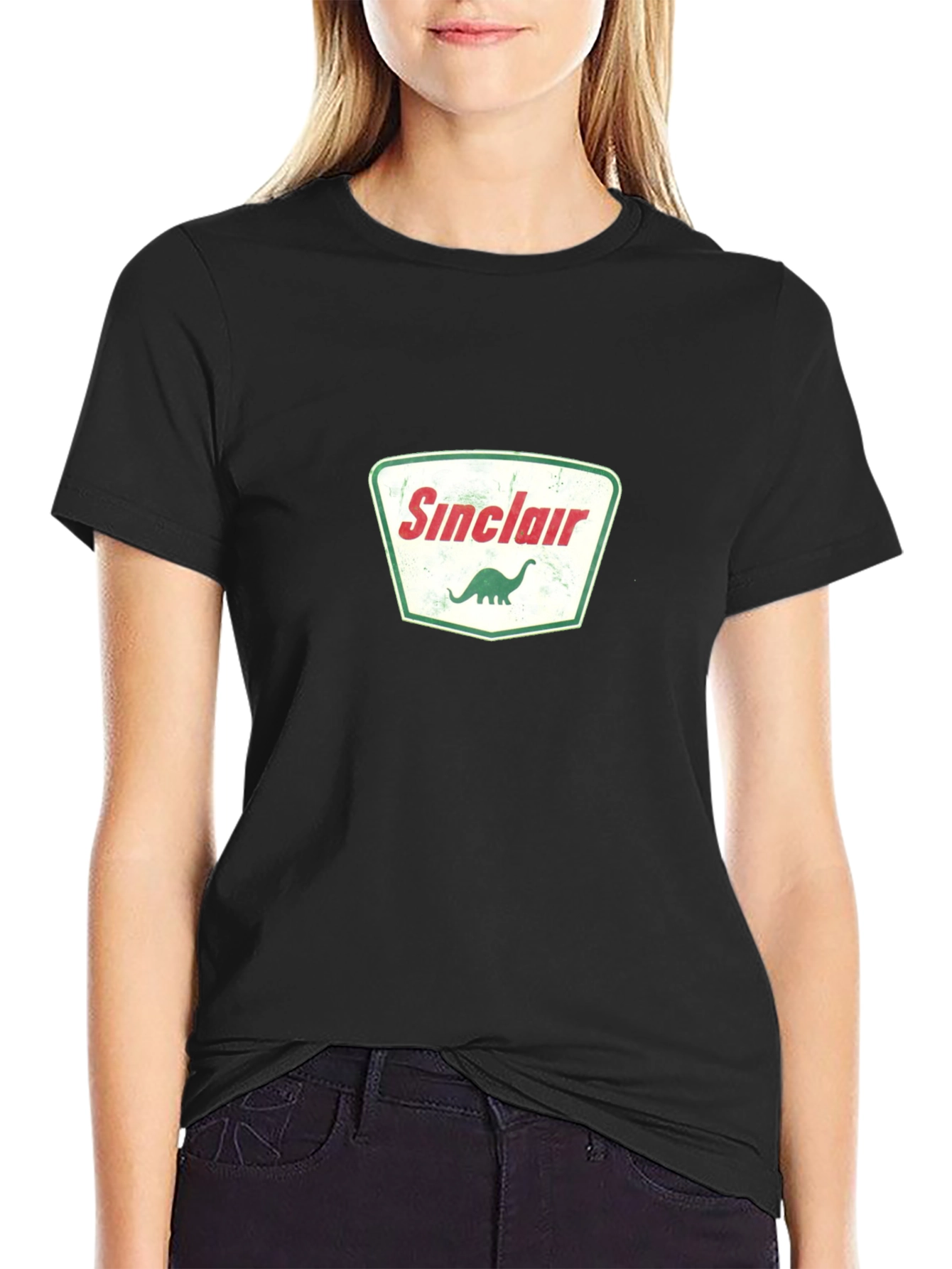 Black Sinclair Dinosaur Logo Graphic T-Shirt view 2