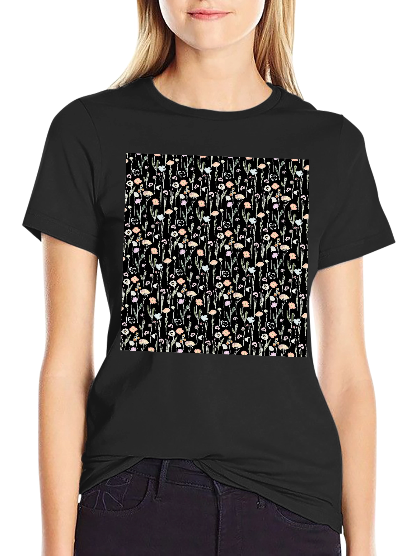 Floral Pattern T-Shirt - Elegant Design, Comfortable Fit - 2