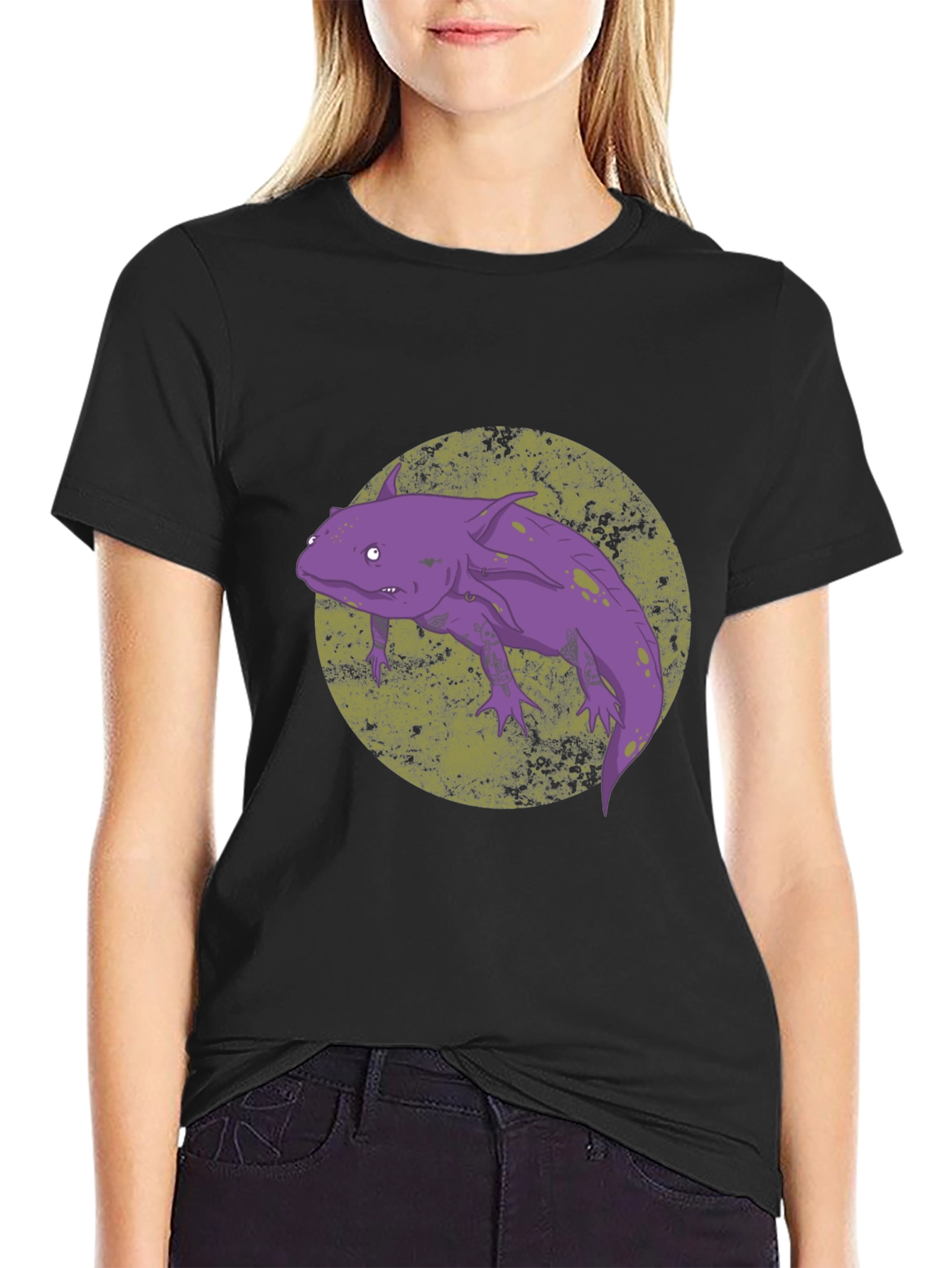 Black Axolotl Graphic Tee - Black Cotton Blend view 2