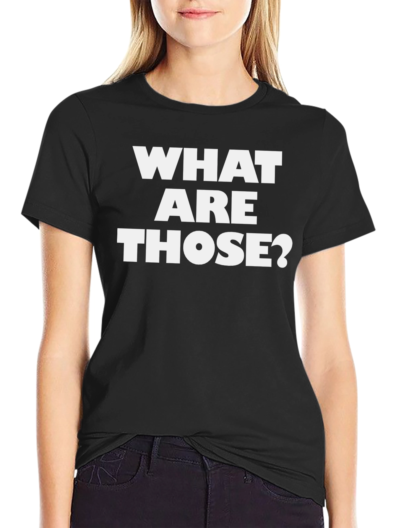 Black What Are Those? Graphic Tee - Funny Black T-Shirt view 2
