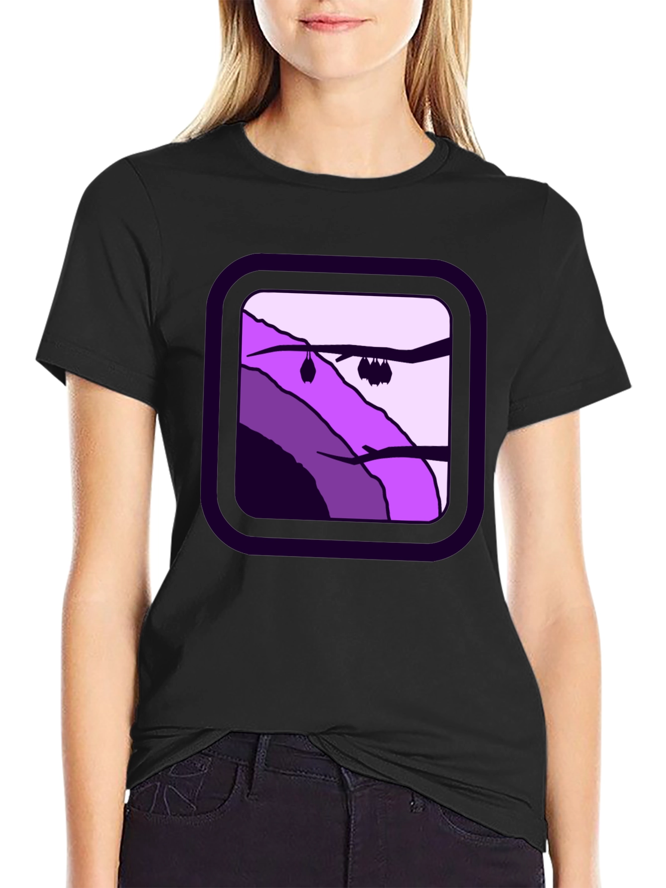 Black Bat Cave Graphic Tee - Unisex Black Cotton T-Shirt view 2