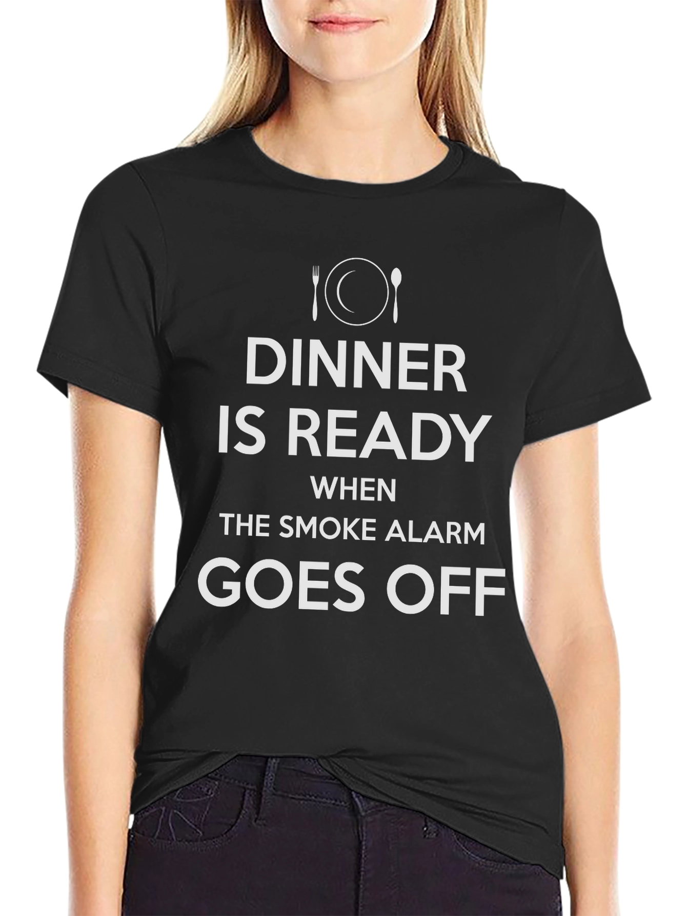 Black Dinner Is Ready Humor T-Shirt view 2