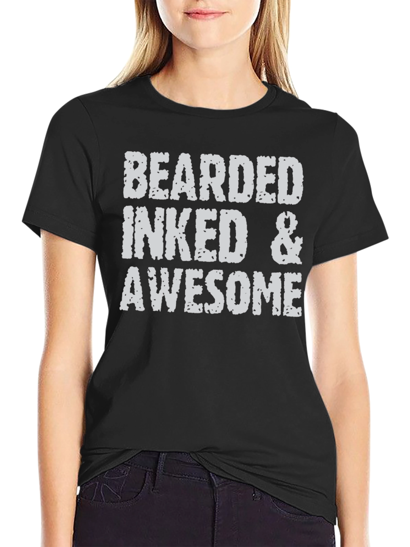 Black Bearded Inked & Awesome Graphic T-Shirt view 2
