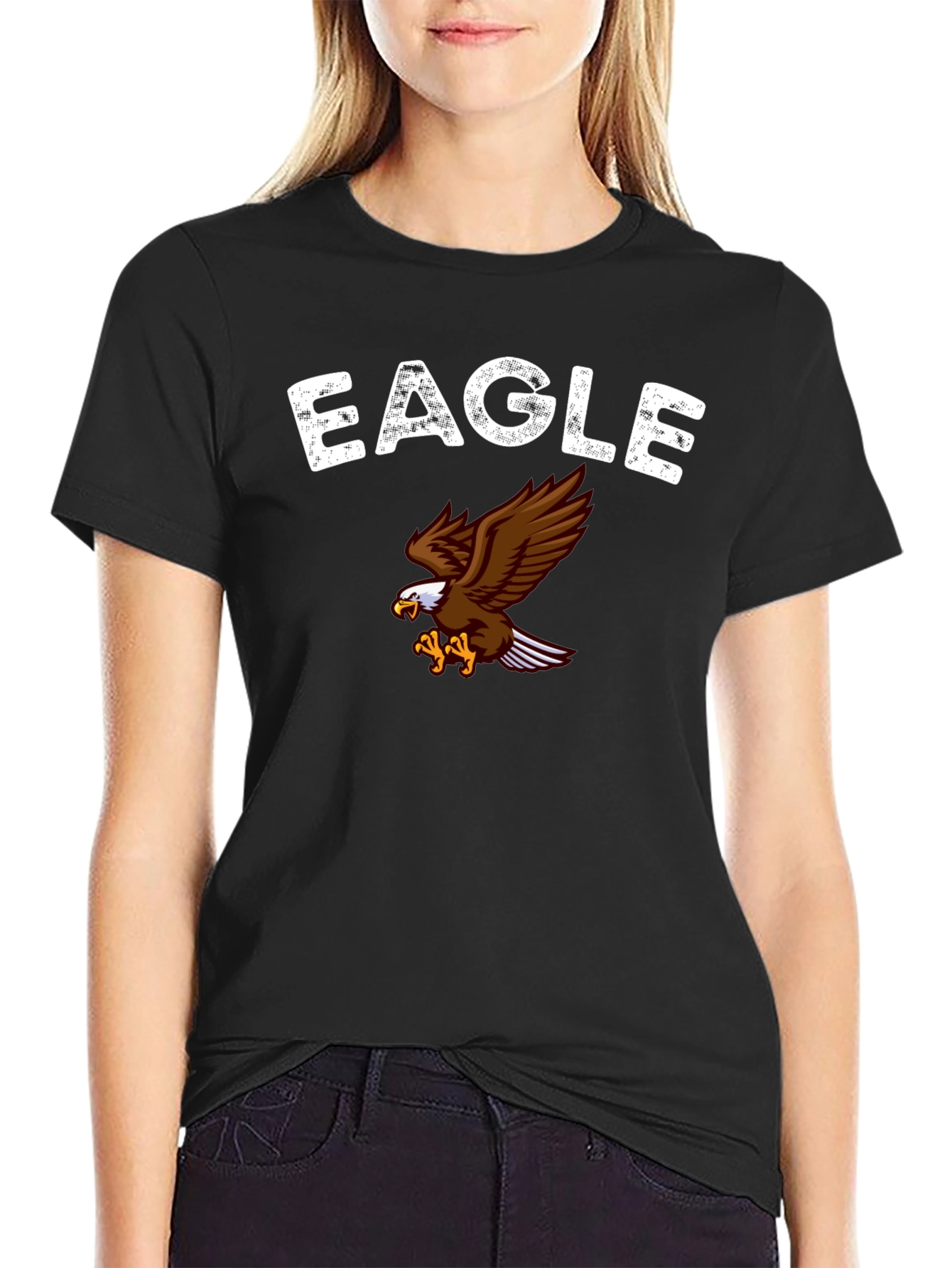Black Black Eagle Graphic Print T-Shirt view 2