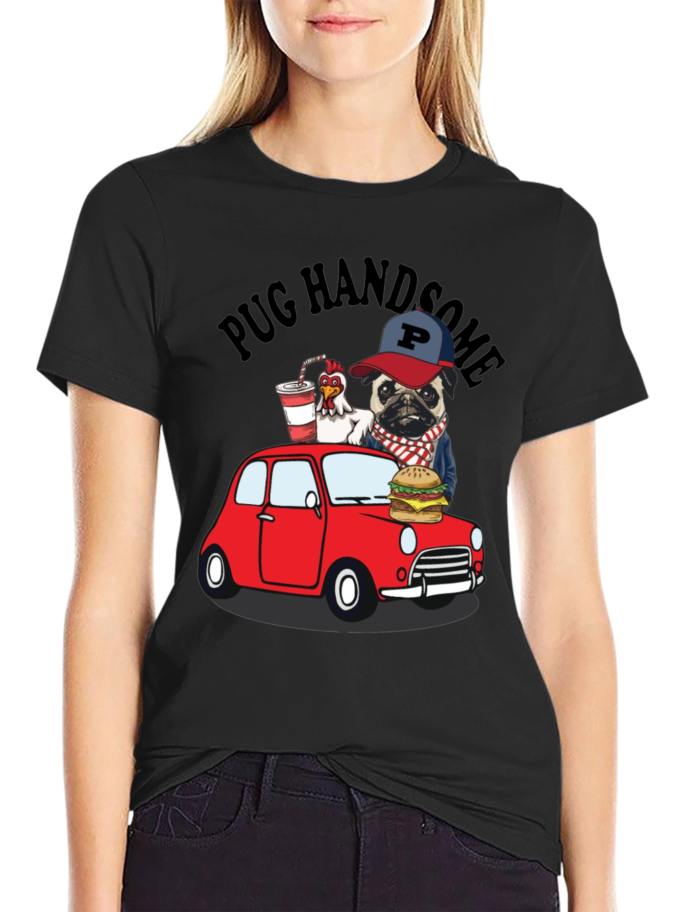 Black Pug Handsome Graphic Tee view 2