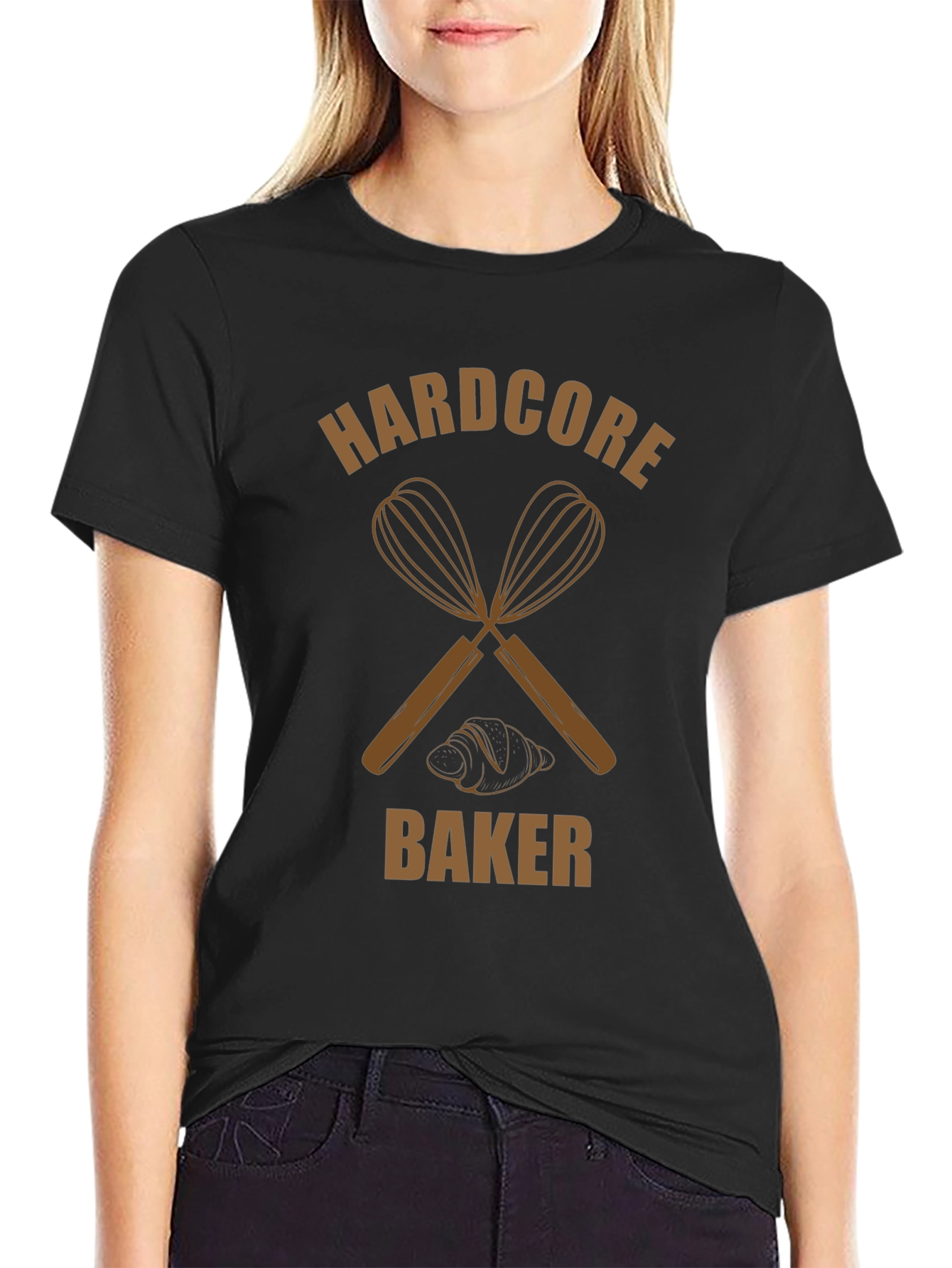 Hardcore Baker T-Shirt: Whisk & Croissant Design - 2