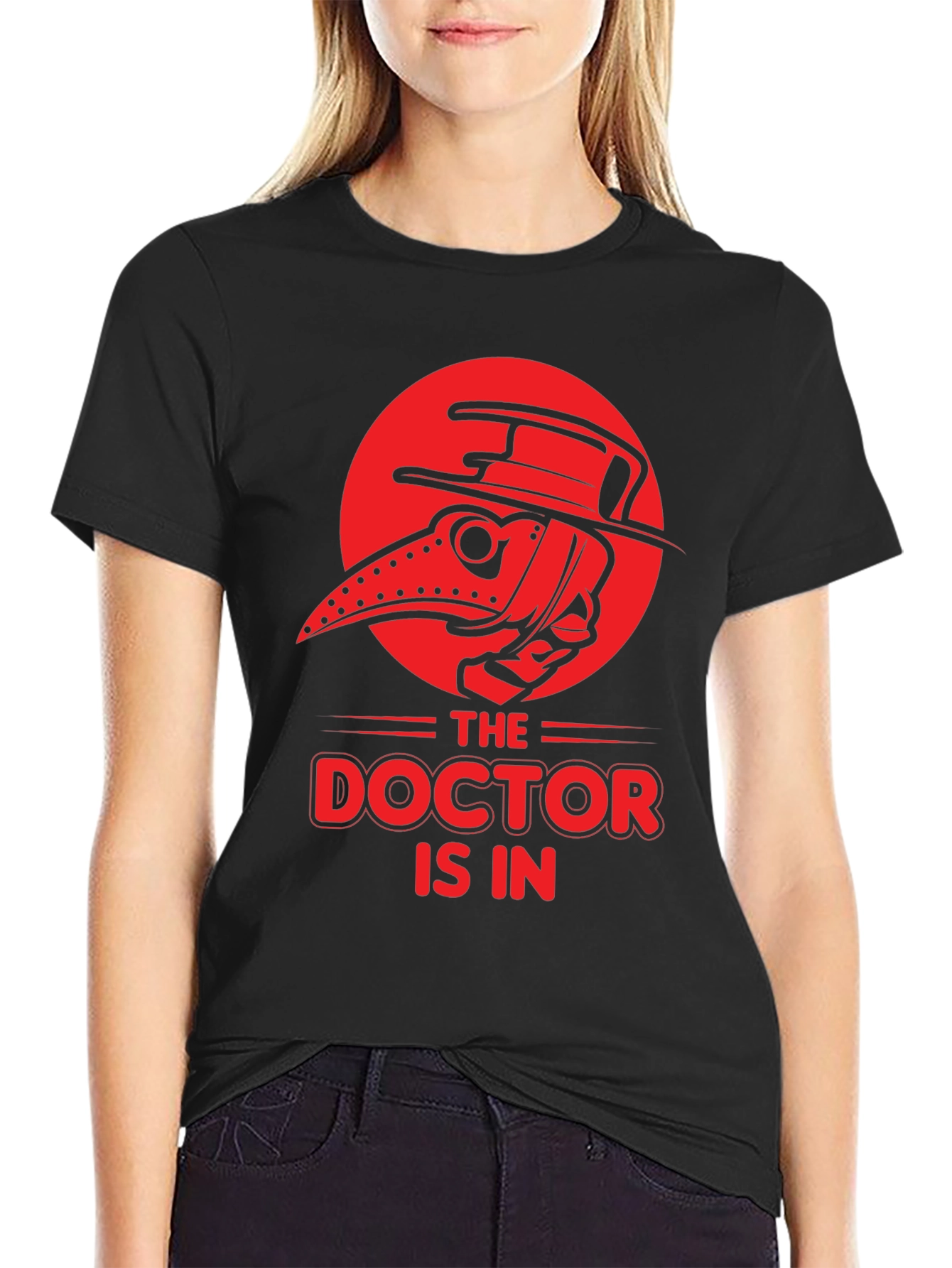 Black Plague Doctor T-Shirt - The Doctor Is In view 2