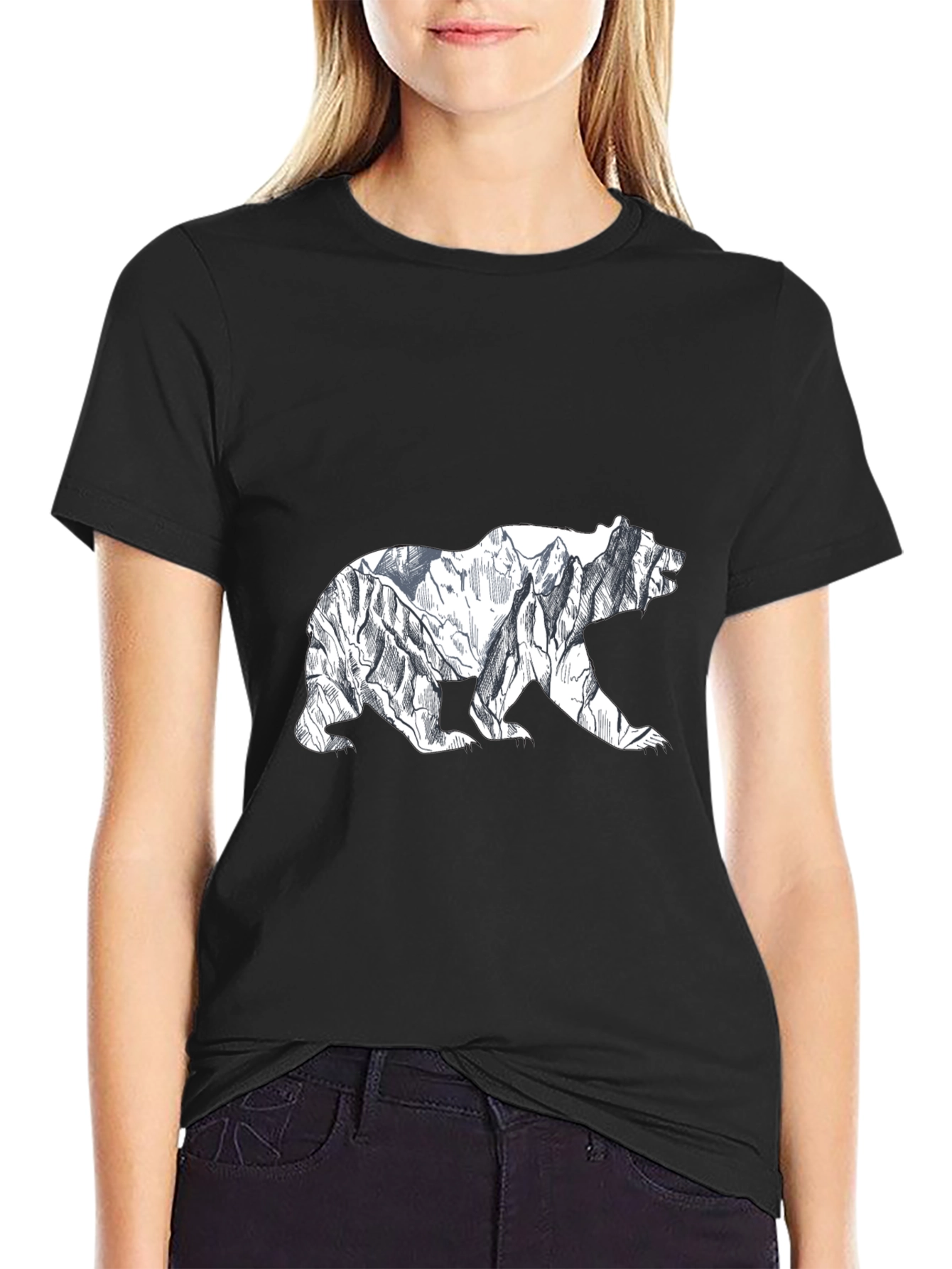 Black Mountain Bear Graphic Tee - Black view 2