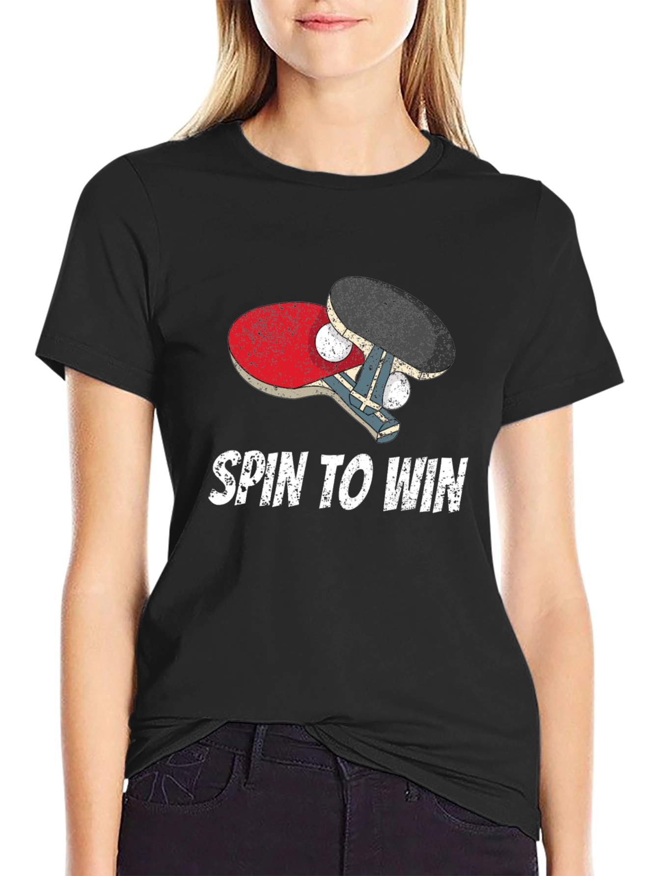 Black Spin To Win Ping Pong T-Shirt view 2
