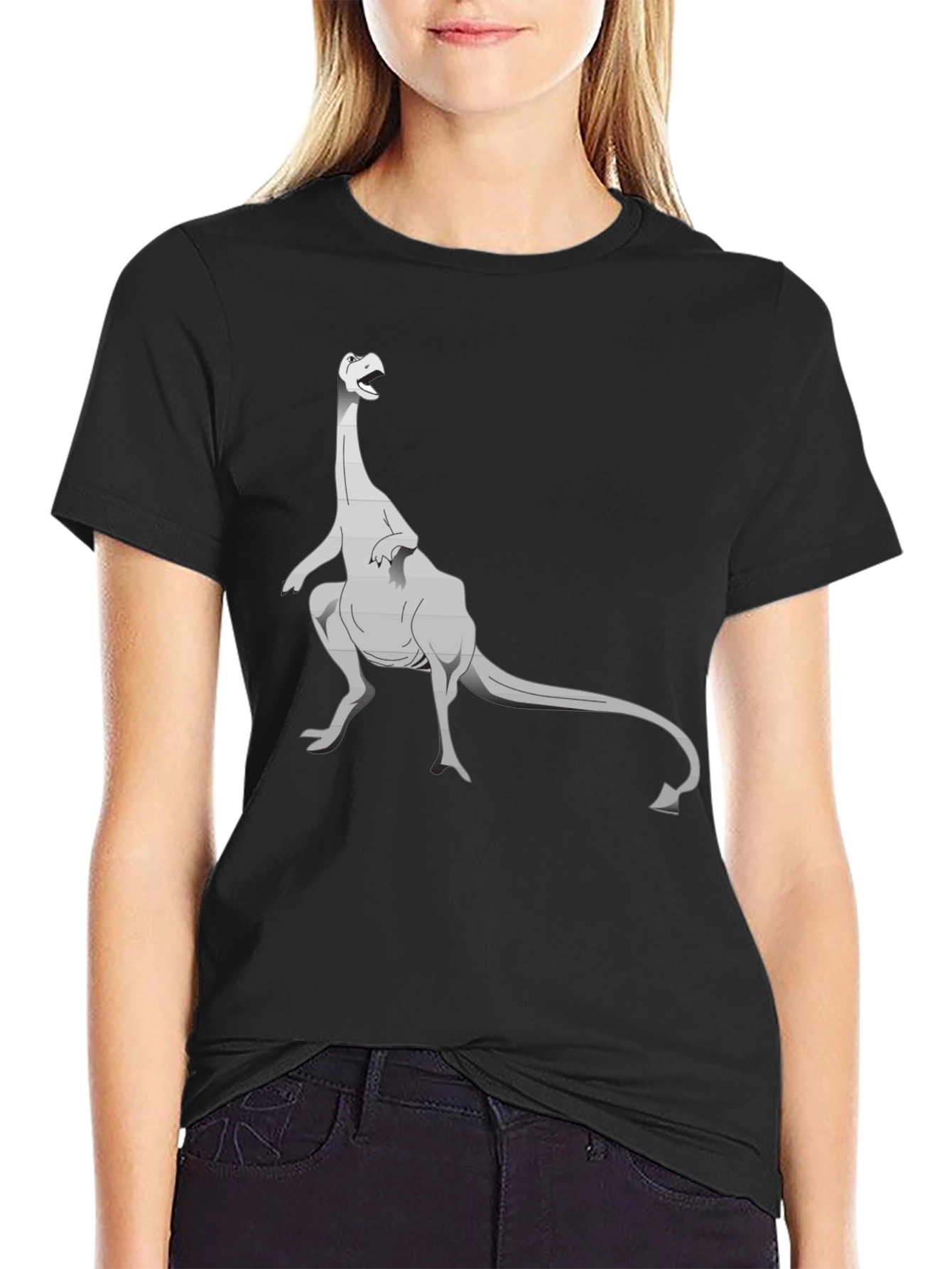 Black Dinosaur Graphic Tee - Classic Black T-Shirt view 2