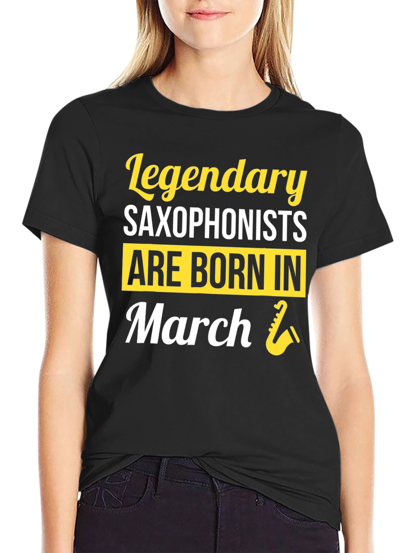 Black Legendary Saxophonists Born in March T-Shirt view 2