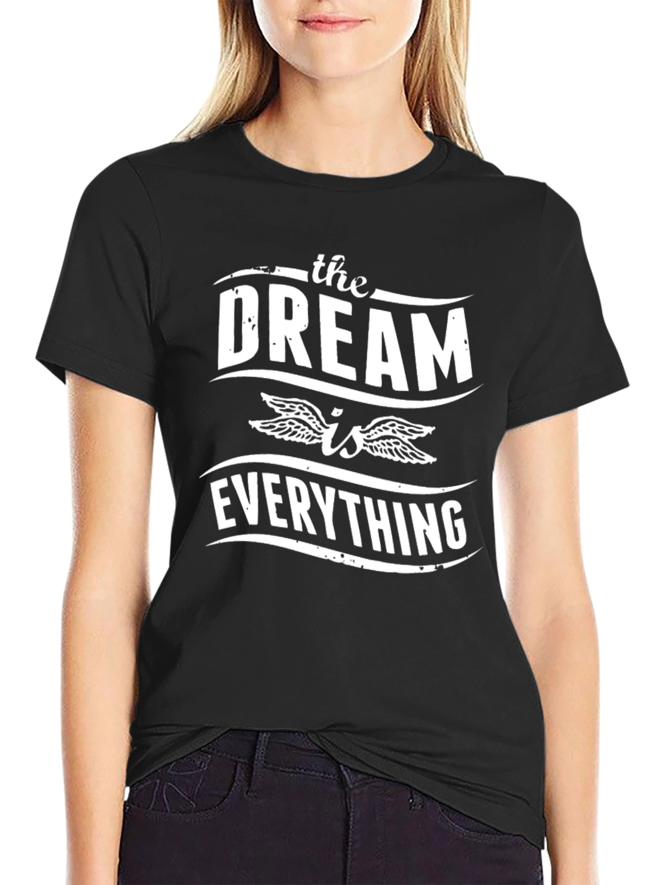 Black The Dream is Everything Graphic T-Shirt view 2