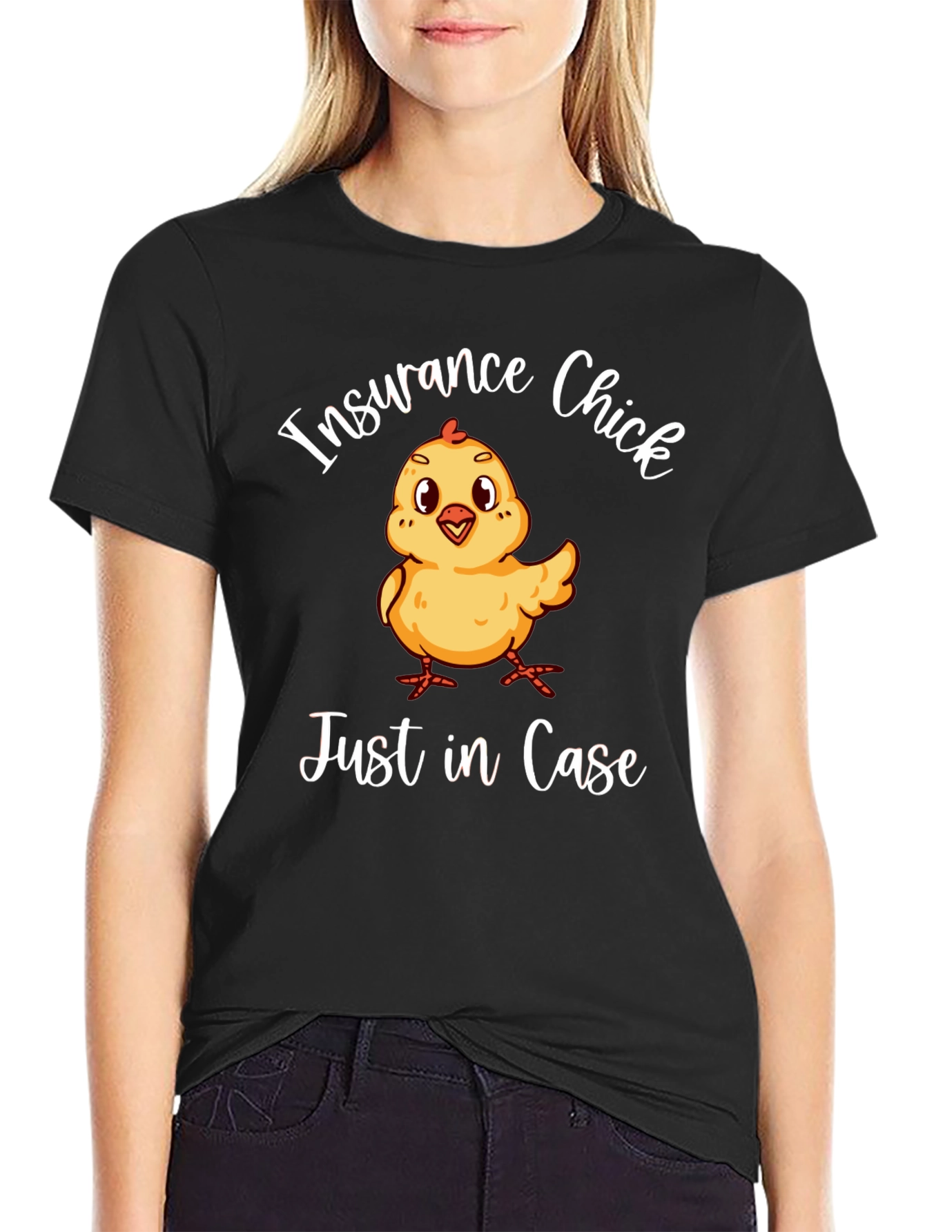 Black Insurance Chick T-Shirt - Just in Case! view 2