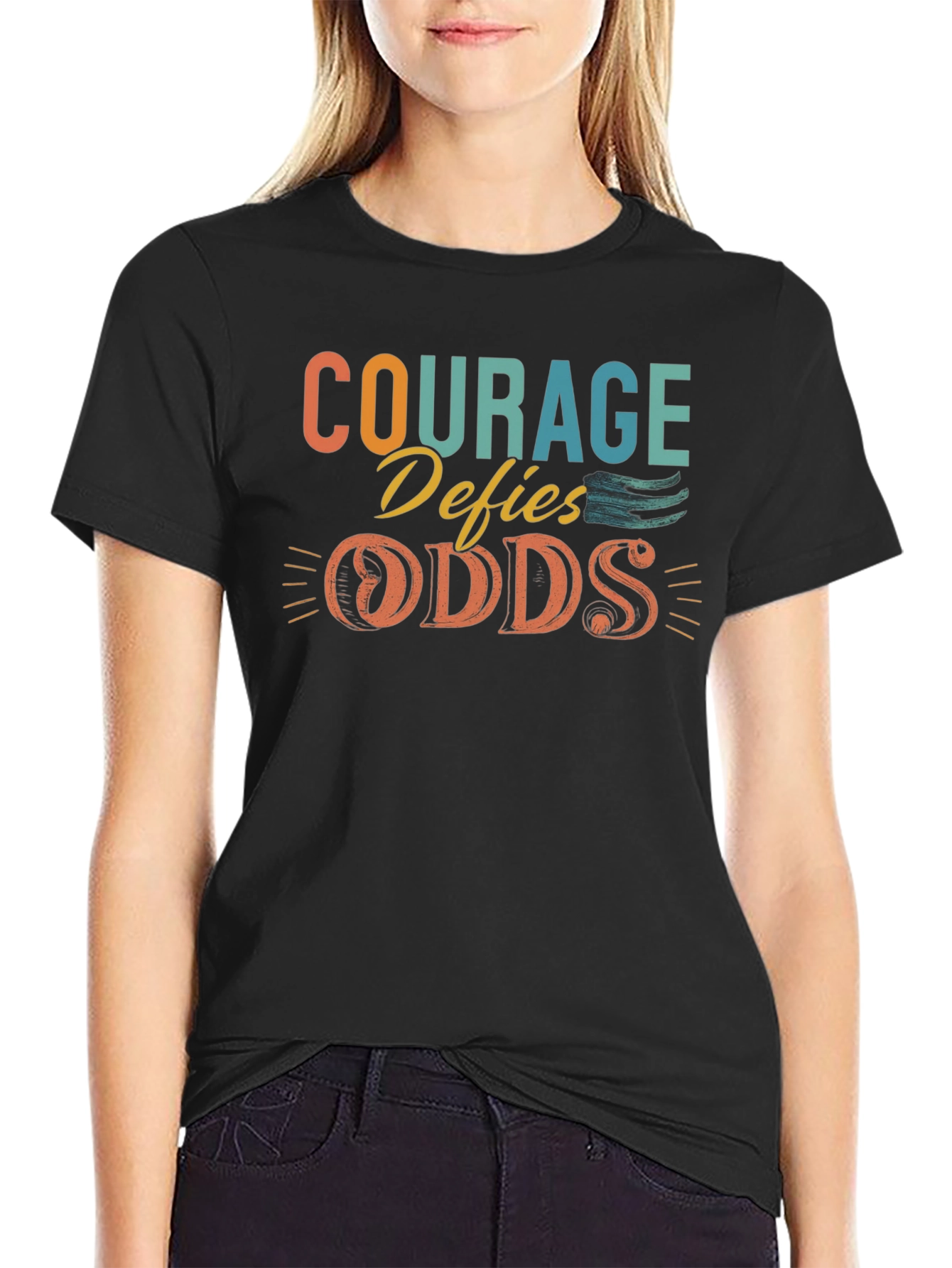 Black Courage Defies Odds Graphic Tee view 2