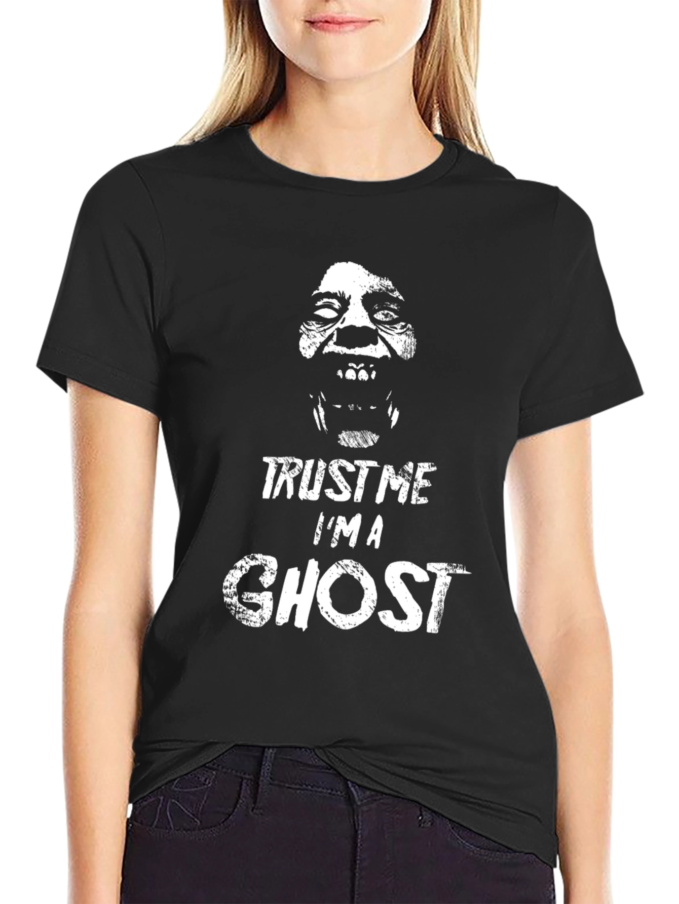 Black Trust Me I'm A Ghost Black Graphic T-Shirt view 2