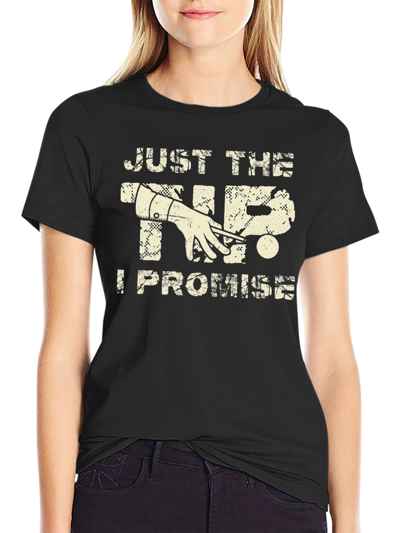 Black Just the Tip I Promise T-Shirt Billiards Graphic Tee view 2