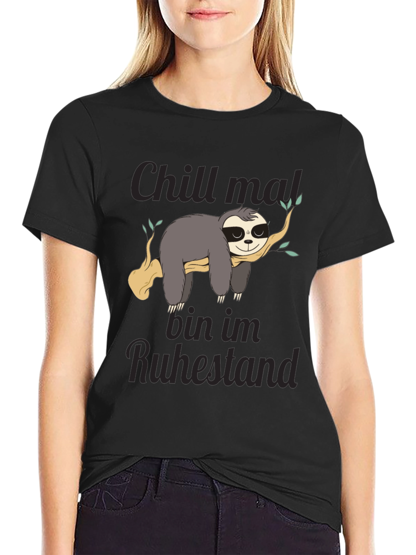 Black Chill Mal T-Shirt - Funny Sloth in Retirement Tee view 2