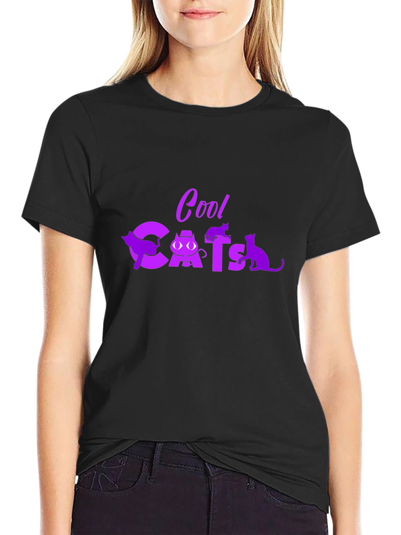Black Cool Cats Graphic T-Shirt - Black view 2