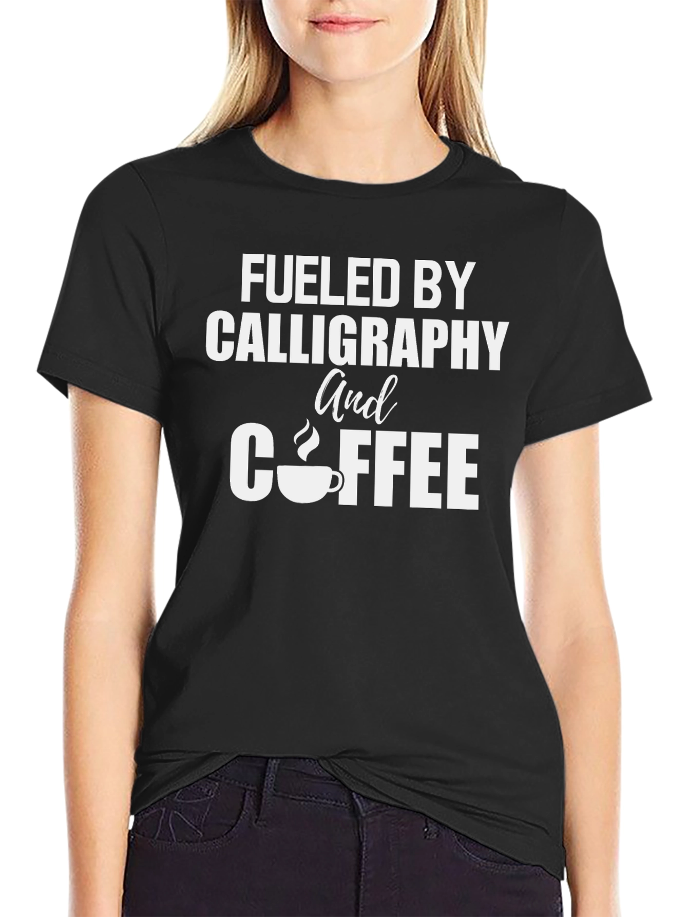 Black Fueled By Calligraphy & Coffee T-Shirt view 2