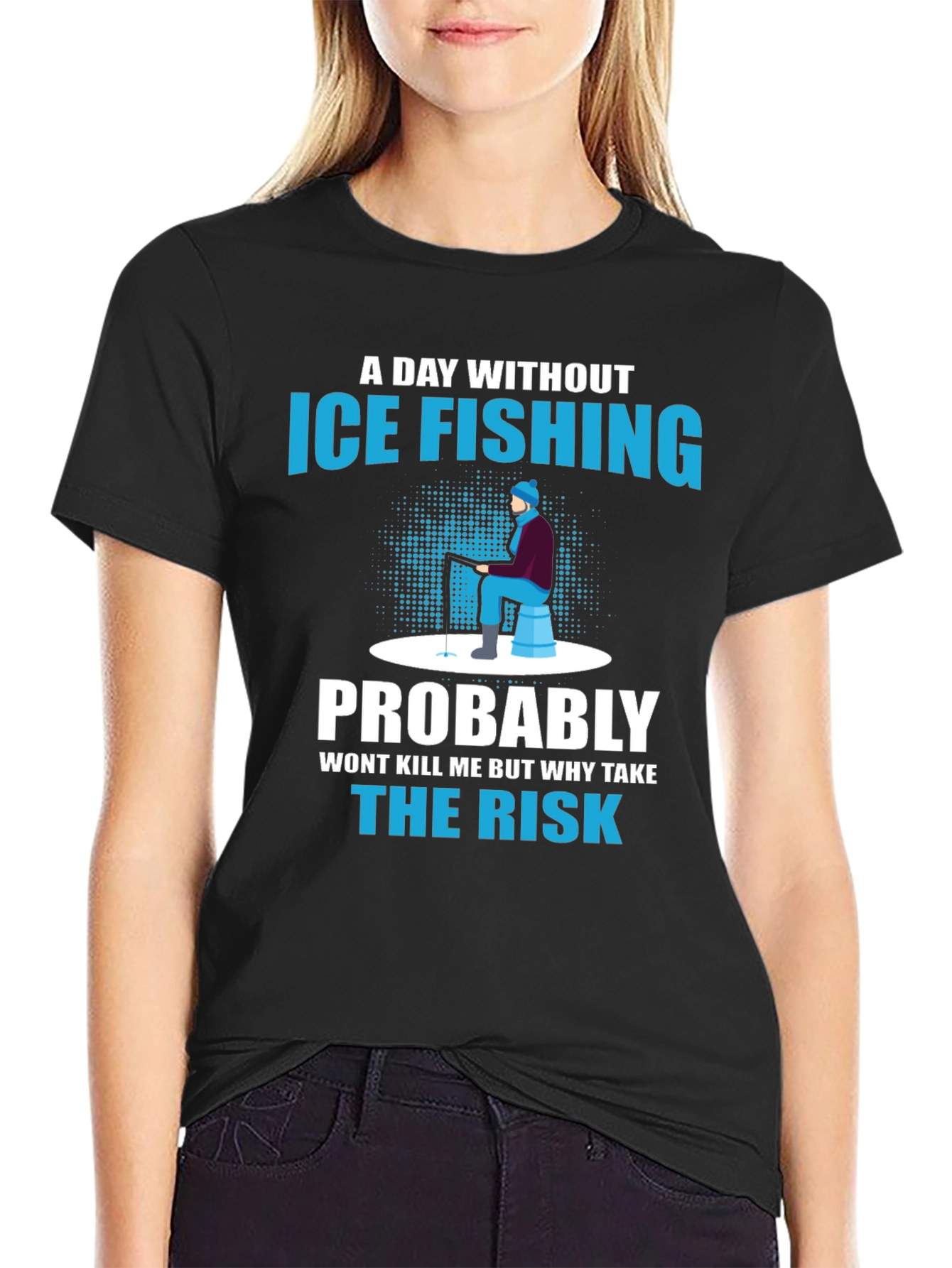 Black Ice Fishing Graphic T-Shirt view 2
