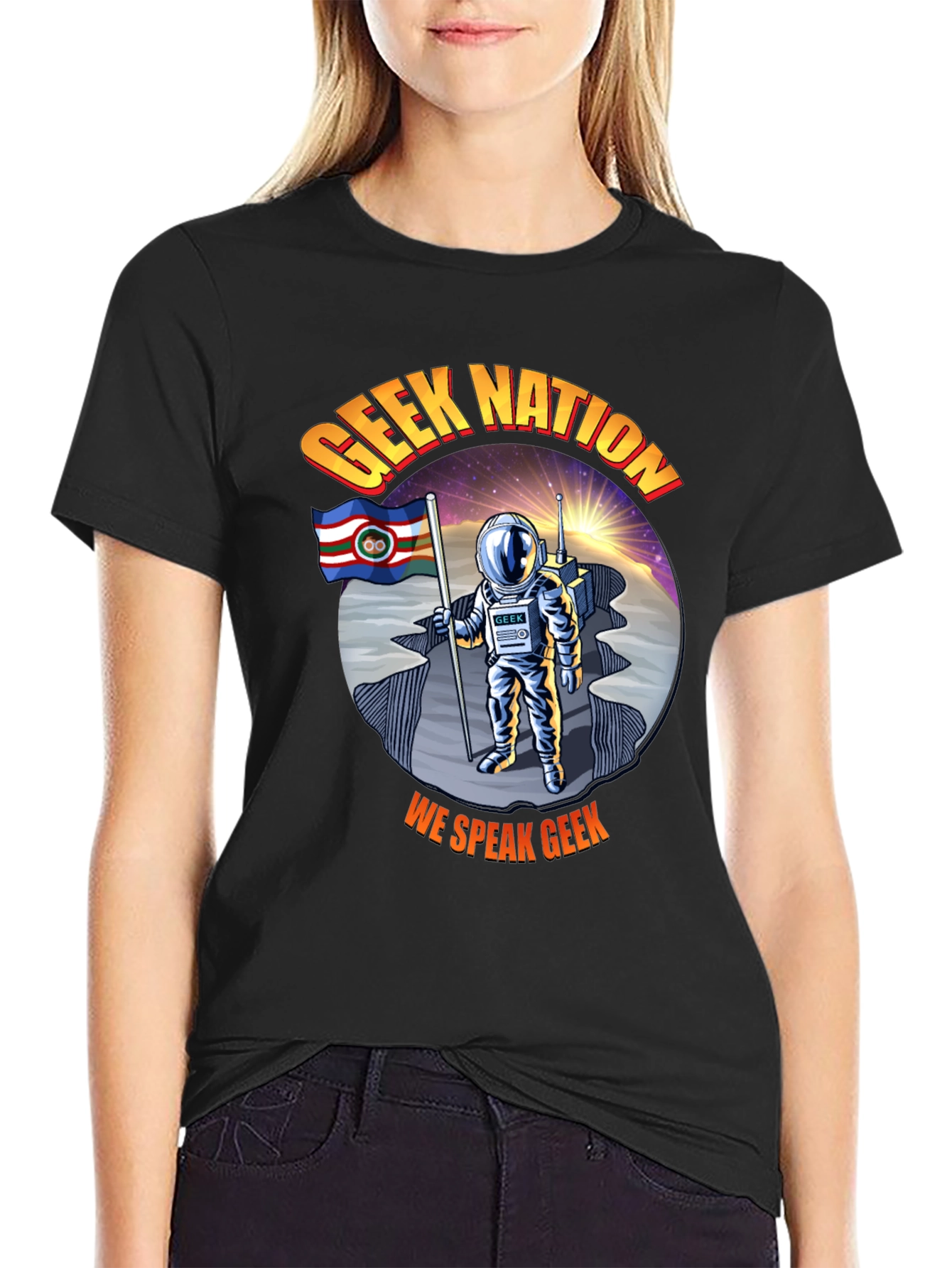 Black Geek Nation T-Shirt: Astronaut Design view 2