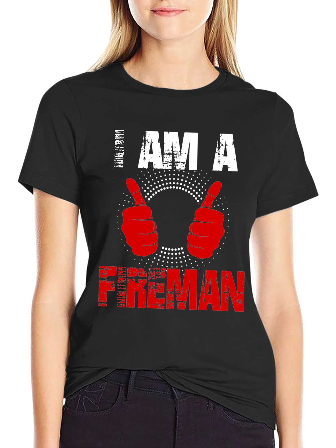 Black I am a Fireman T-shirt - Graphic Print view 2