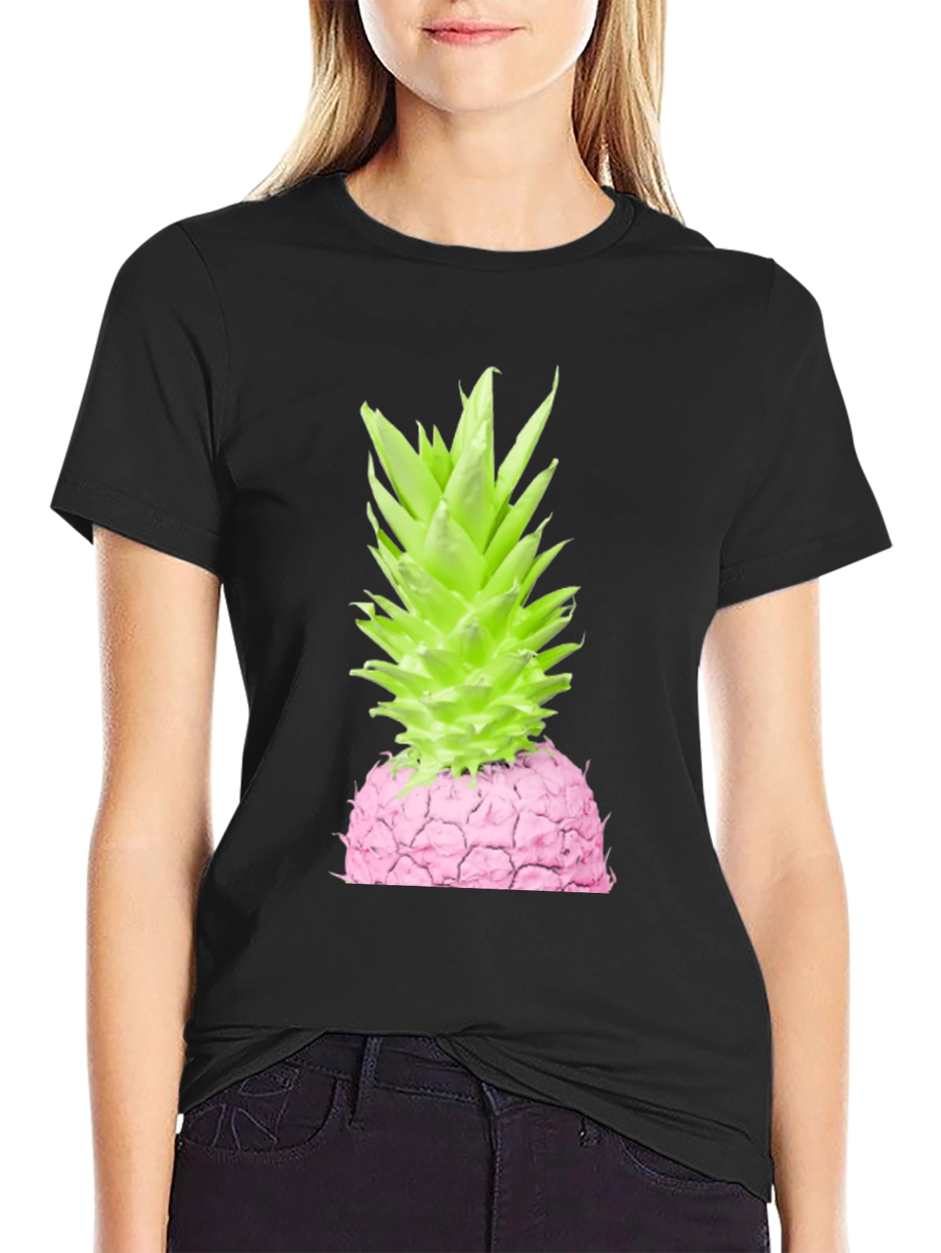 Black Pink Pineapple Graphic Tee view 2