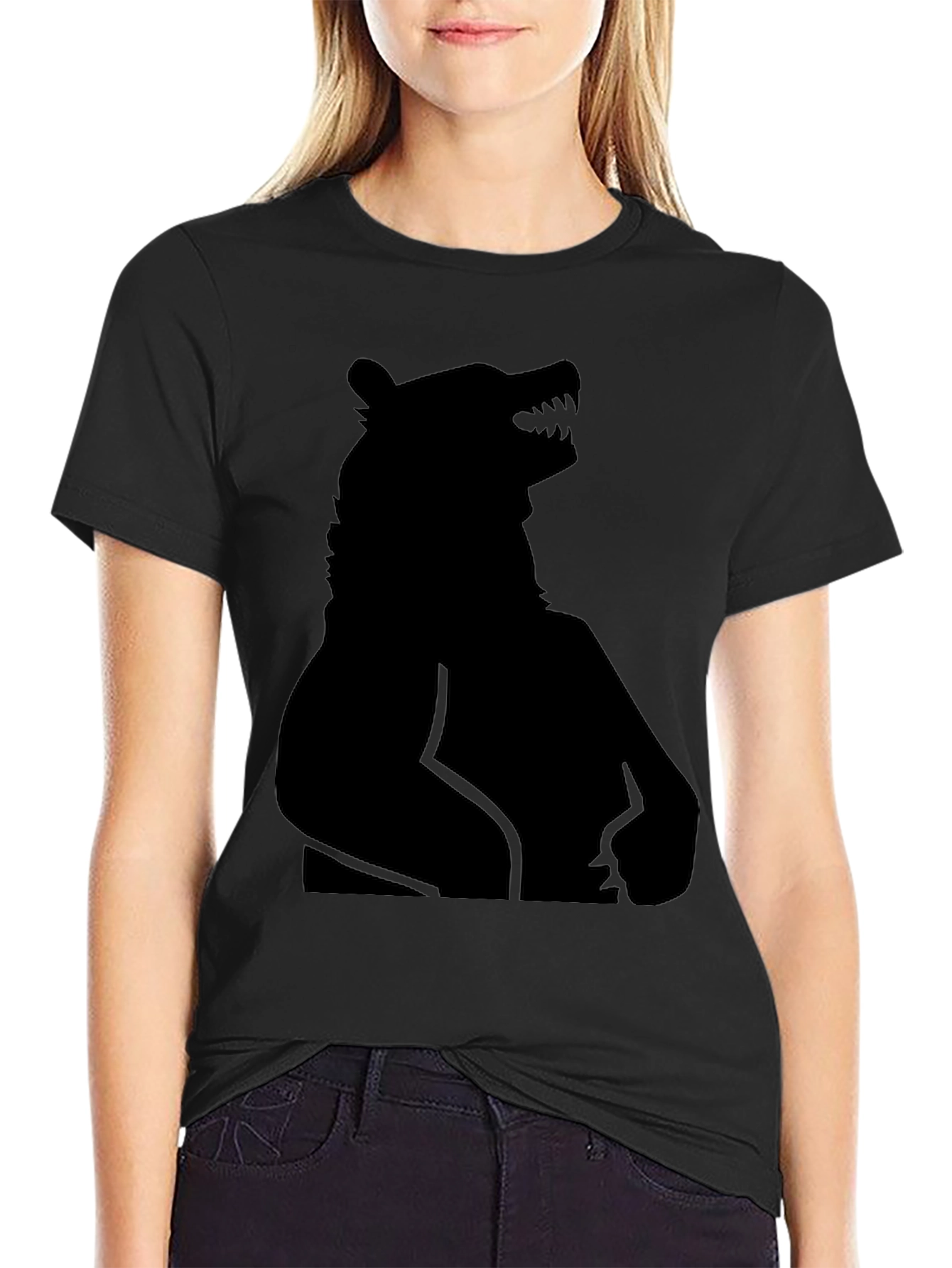 Black Black Bear Silhouette T-Shirt - Men's Graphic Tee view 2