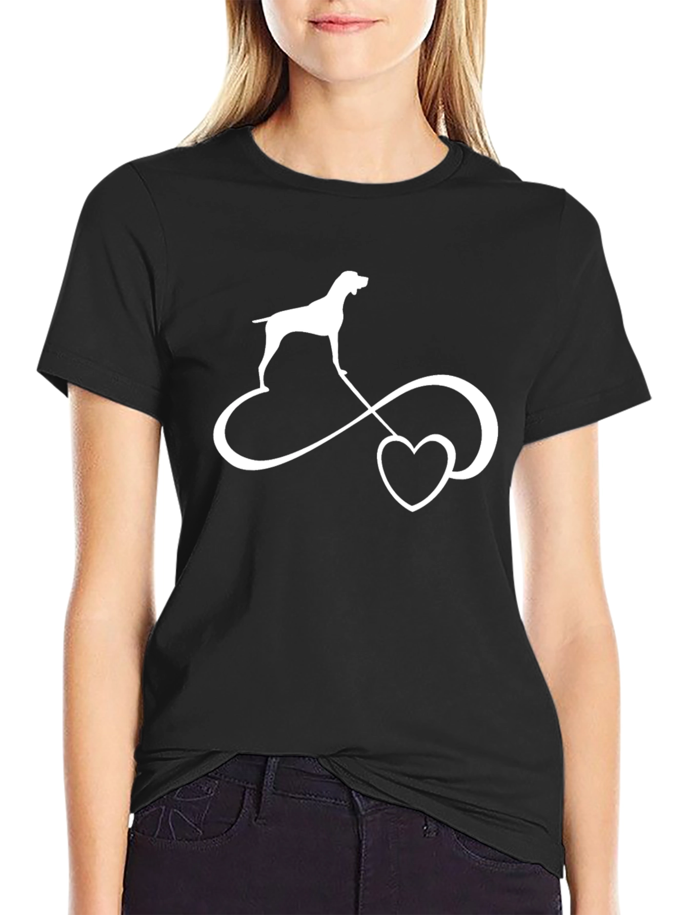 Black Dog Breed Infinity Love Heart T-Shirt view 2