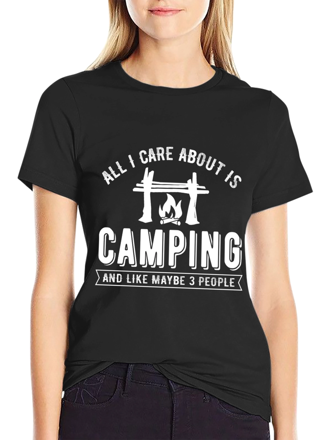 Black Camping Graphic T-Shirt - All I Care About view 2