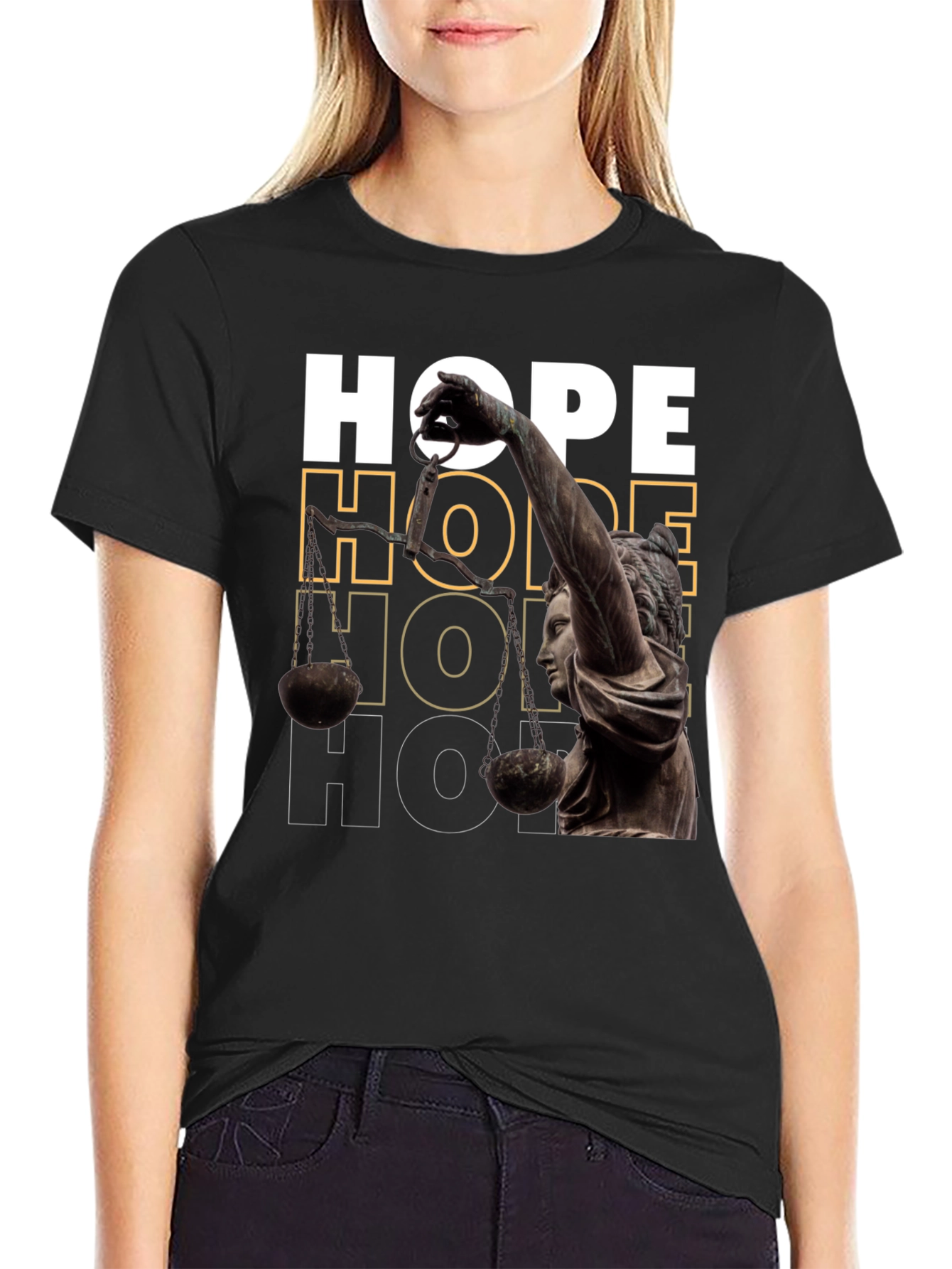 Black Hope Justice T-Shirt - Black Graphic Tee view 2