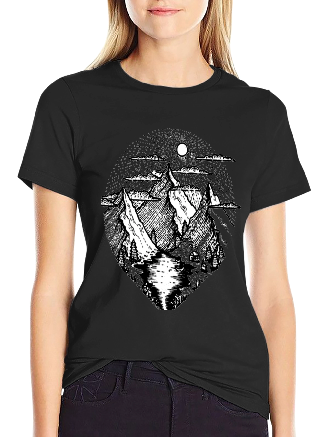 Black Mountain Graphic Black T-Shirt view 2