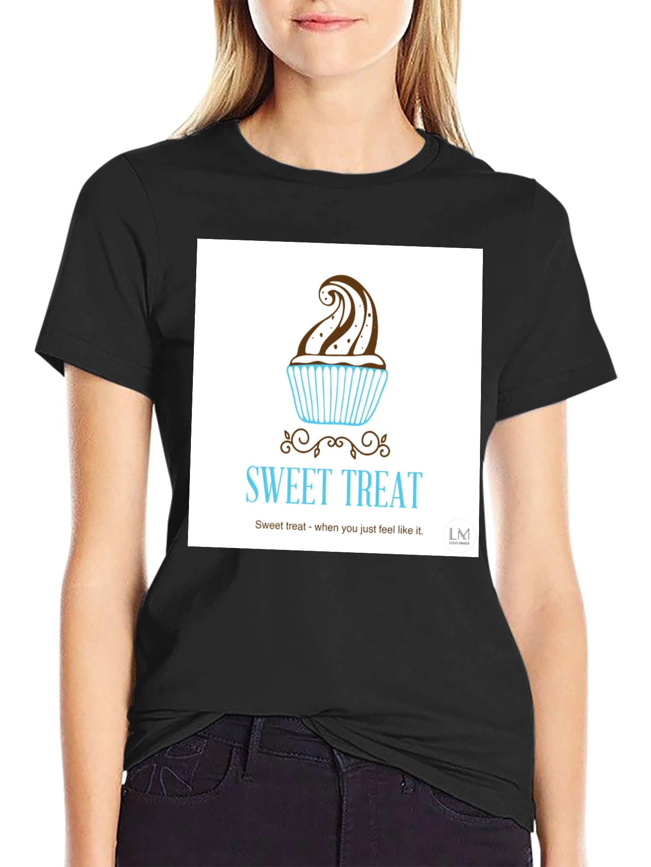 Black Sweet Treat T-Shirt - Cupcake Design view 2