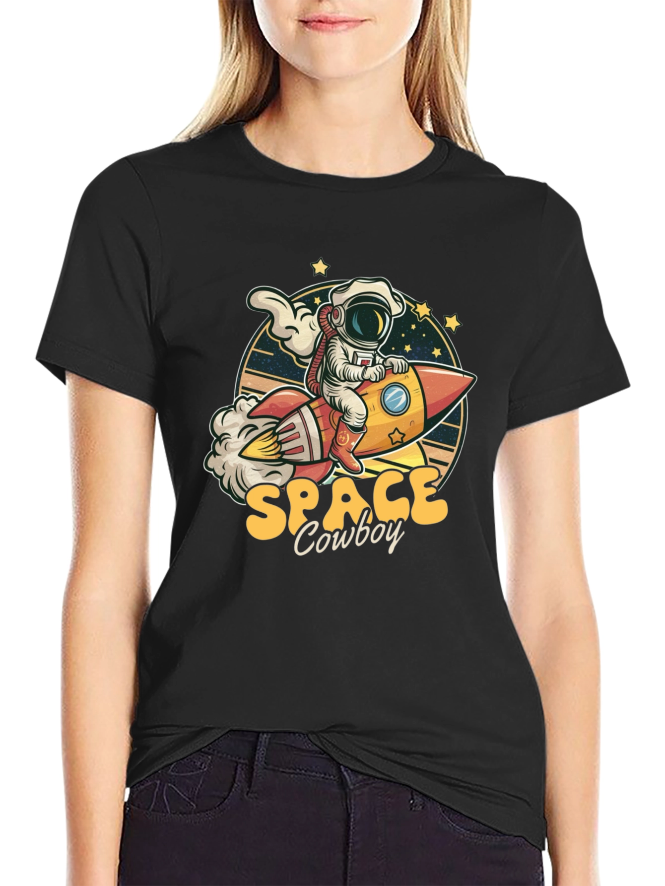 Black Space Cowboy Graphic Tee - Black view 2