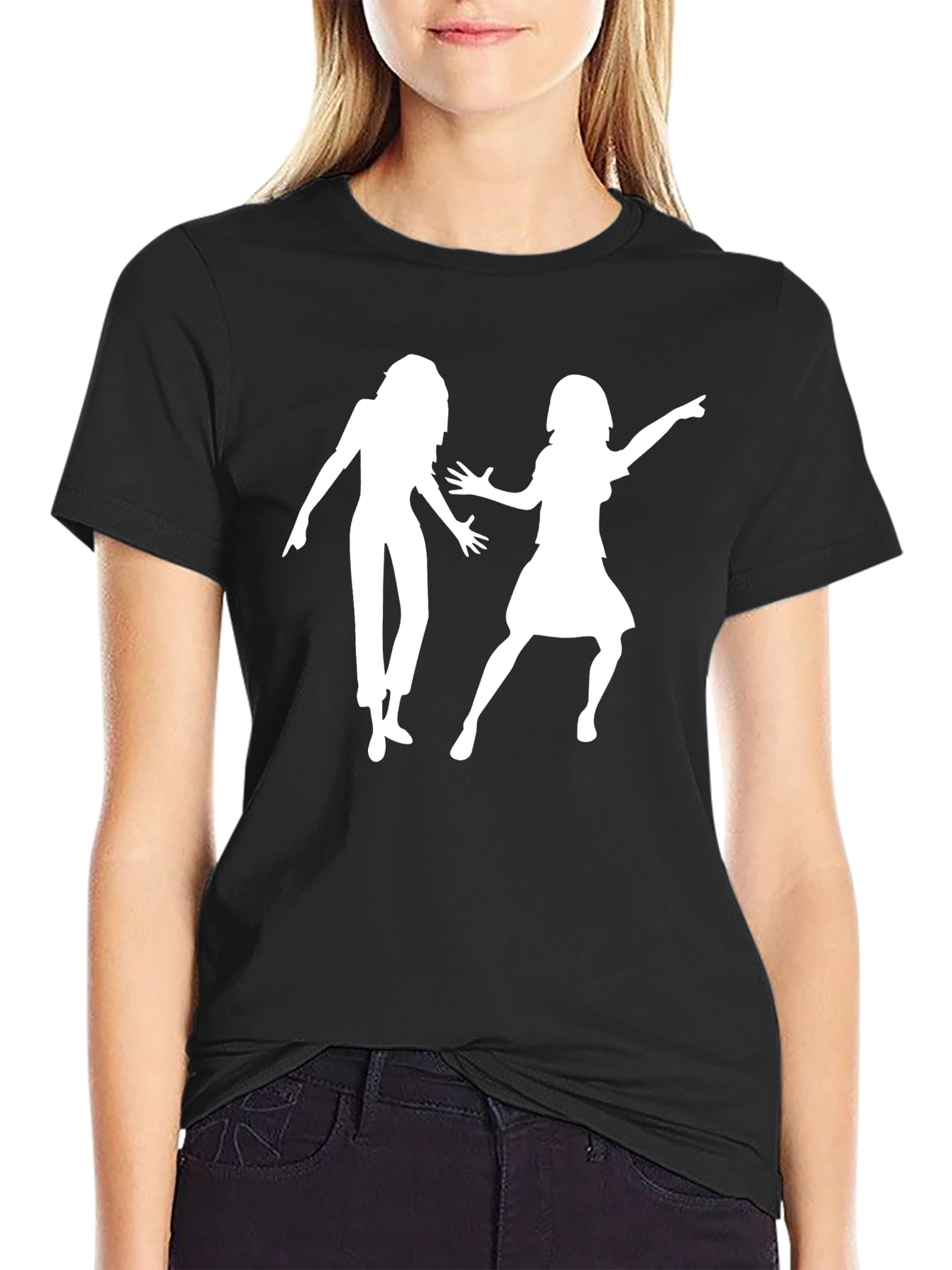 Black Retro Dance Silhouette Graphic Tee - Black view 2