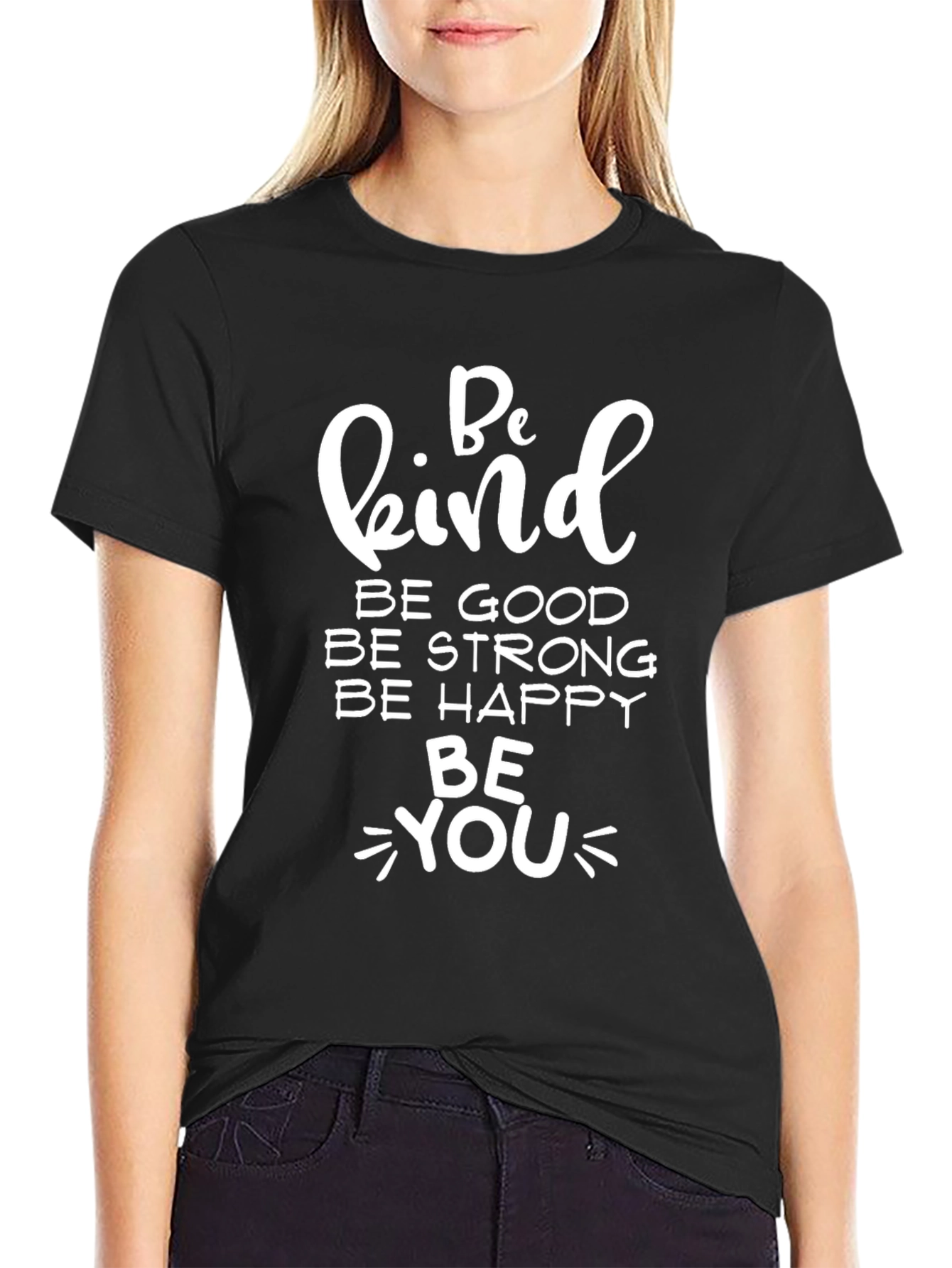 Black Be Kind Graphic T-Shirt - Inspirational Message view 2