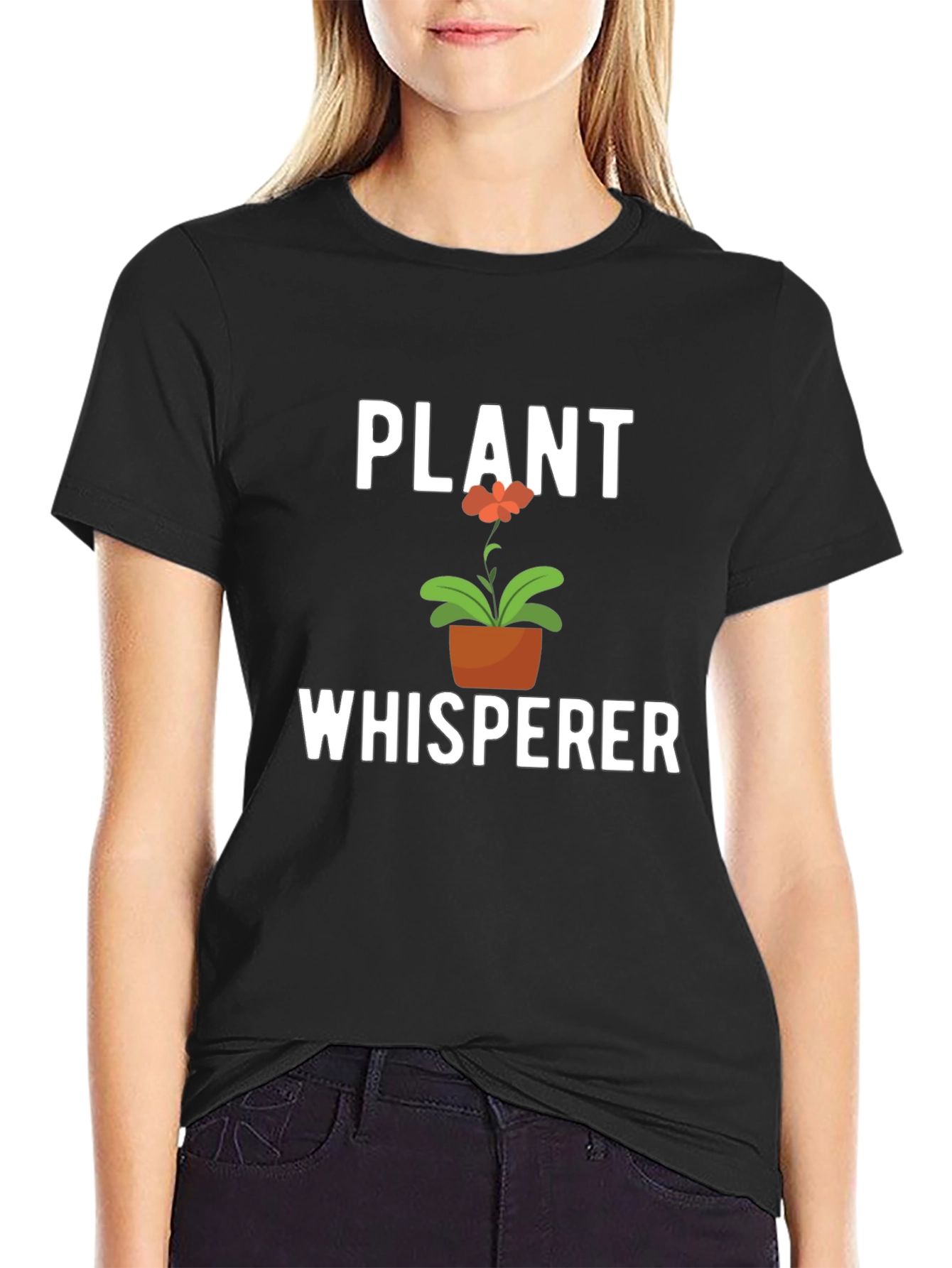 Black Plant Whisperer T-Shirt - Gardener Gift view 2