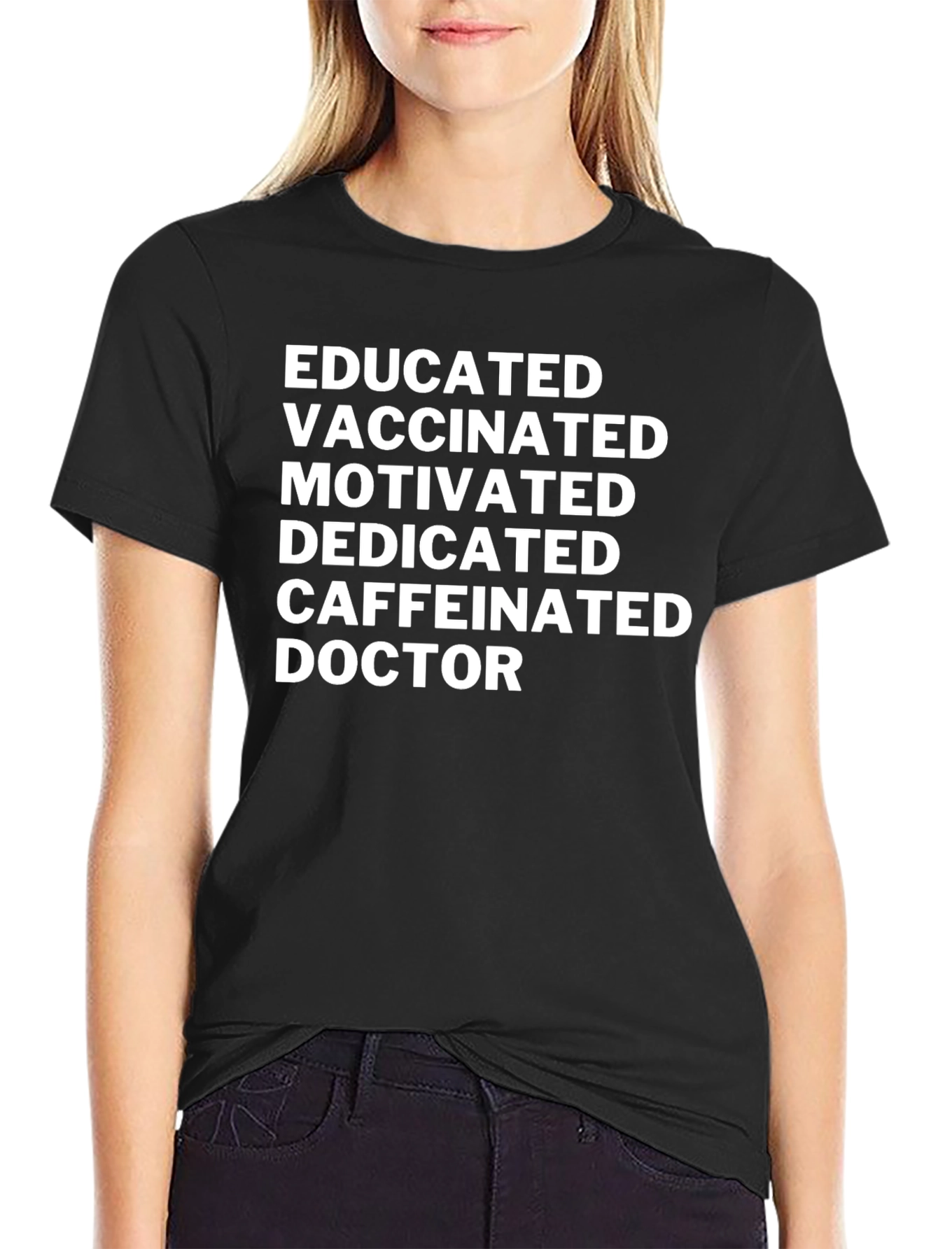 Black Educated Vaccinated Doctor Novelty T-Shirt view 2