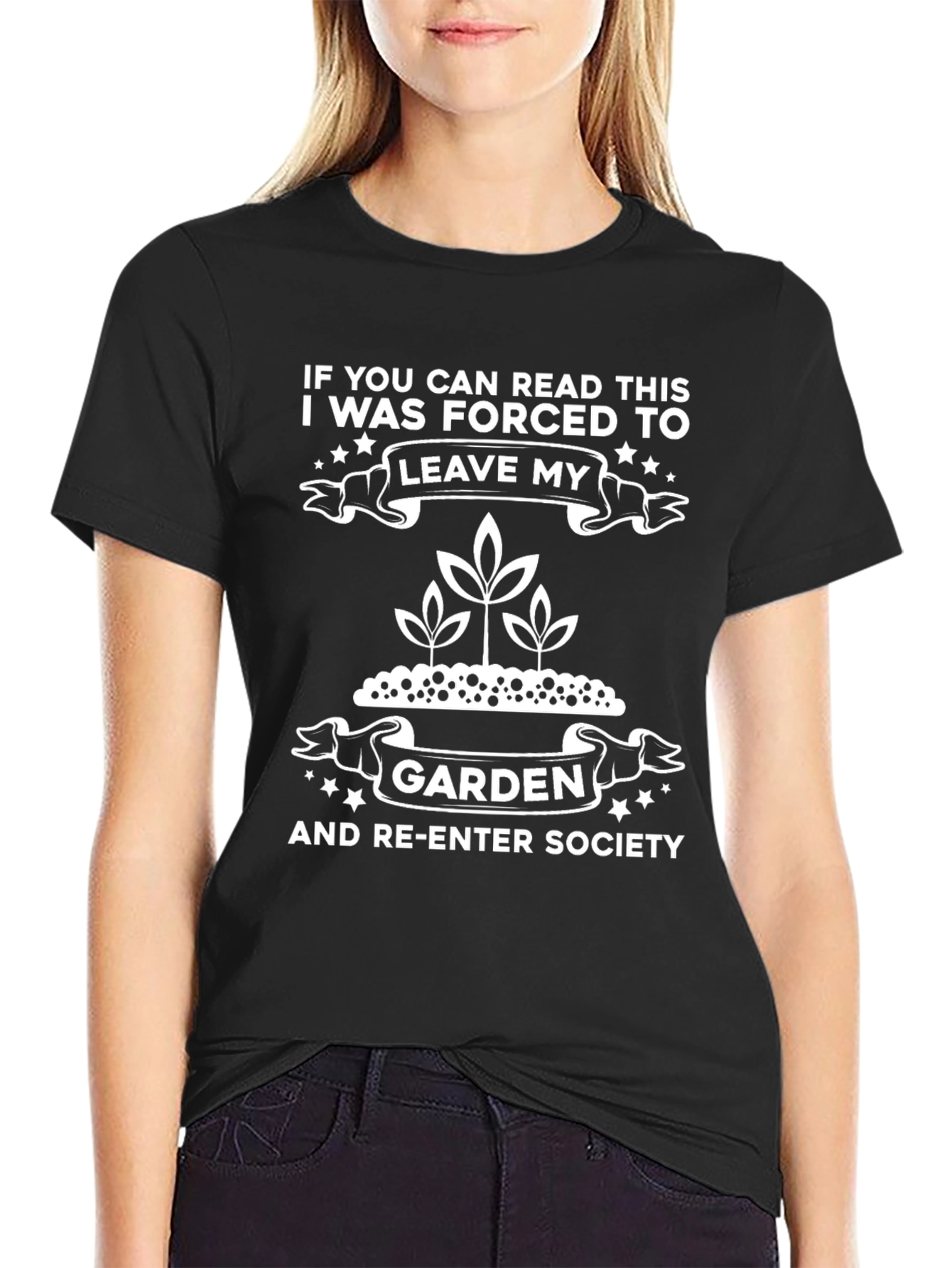 Black Funny Gardener T-Shirt: Leave My Garden! view 2