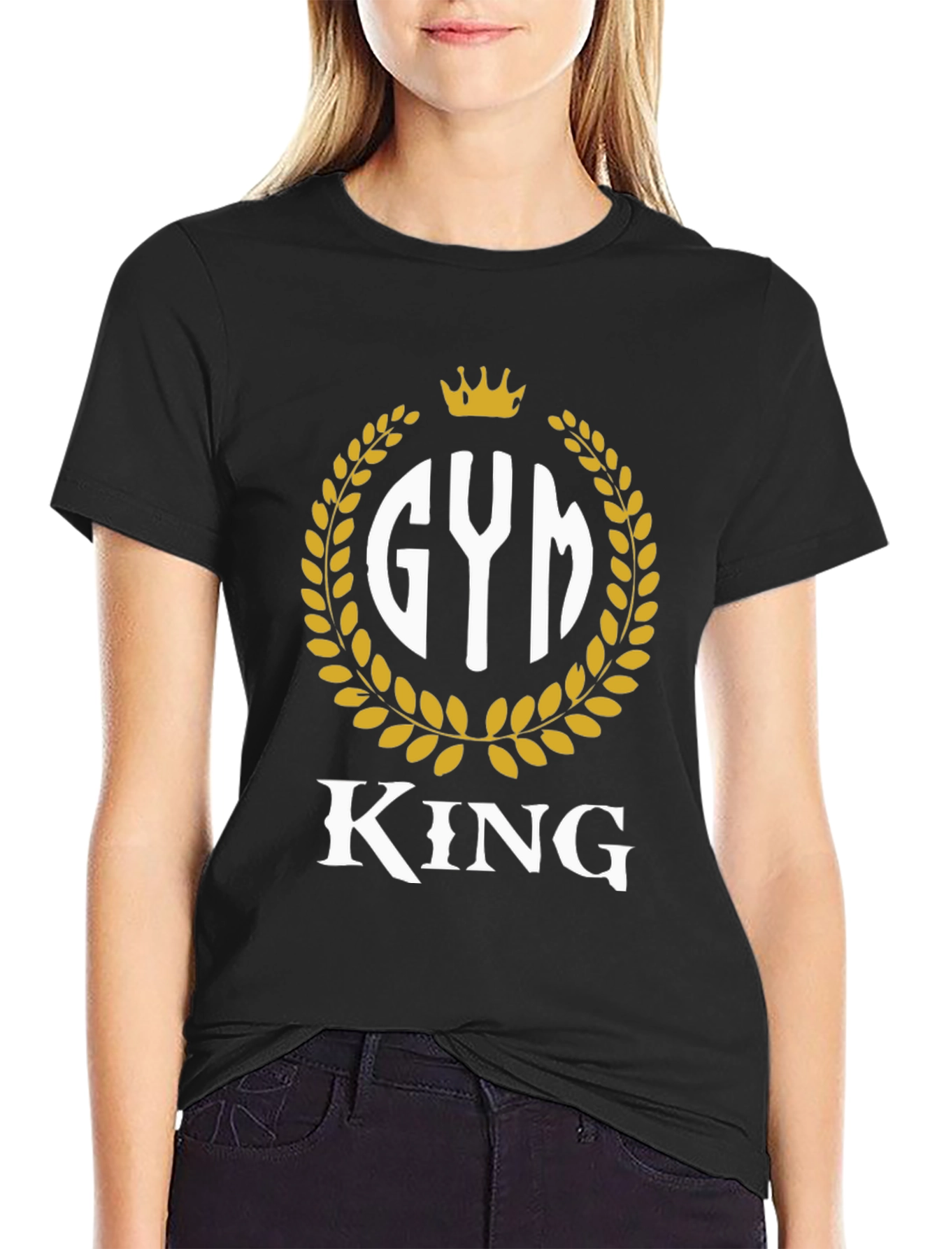 Black Gym King T-Shirt - Black Fitness Tee view 2