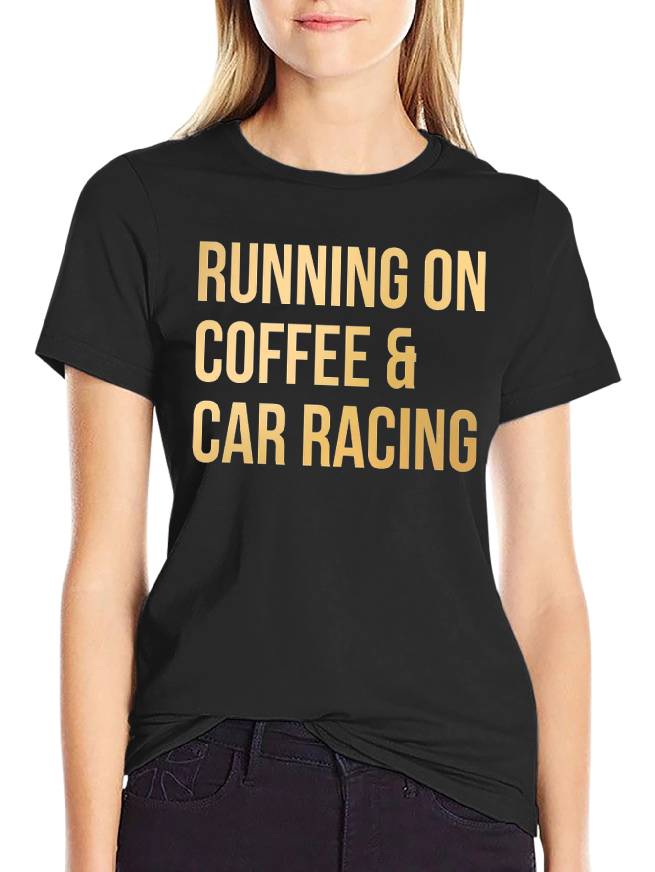 Black Coffee & Car Racing T-Shirt - Black Tee view 2