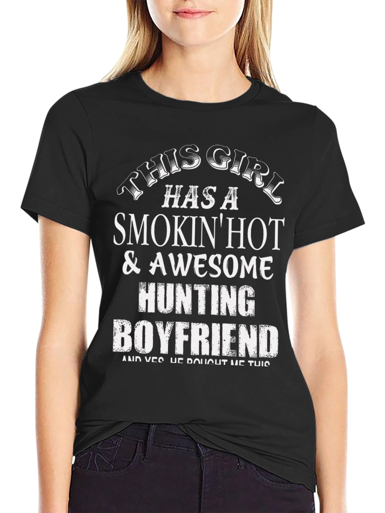 Black Smokin' Hot Hunting Boyfriend Graphic Tee view 2