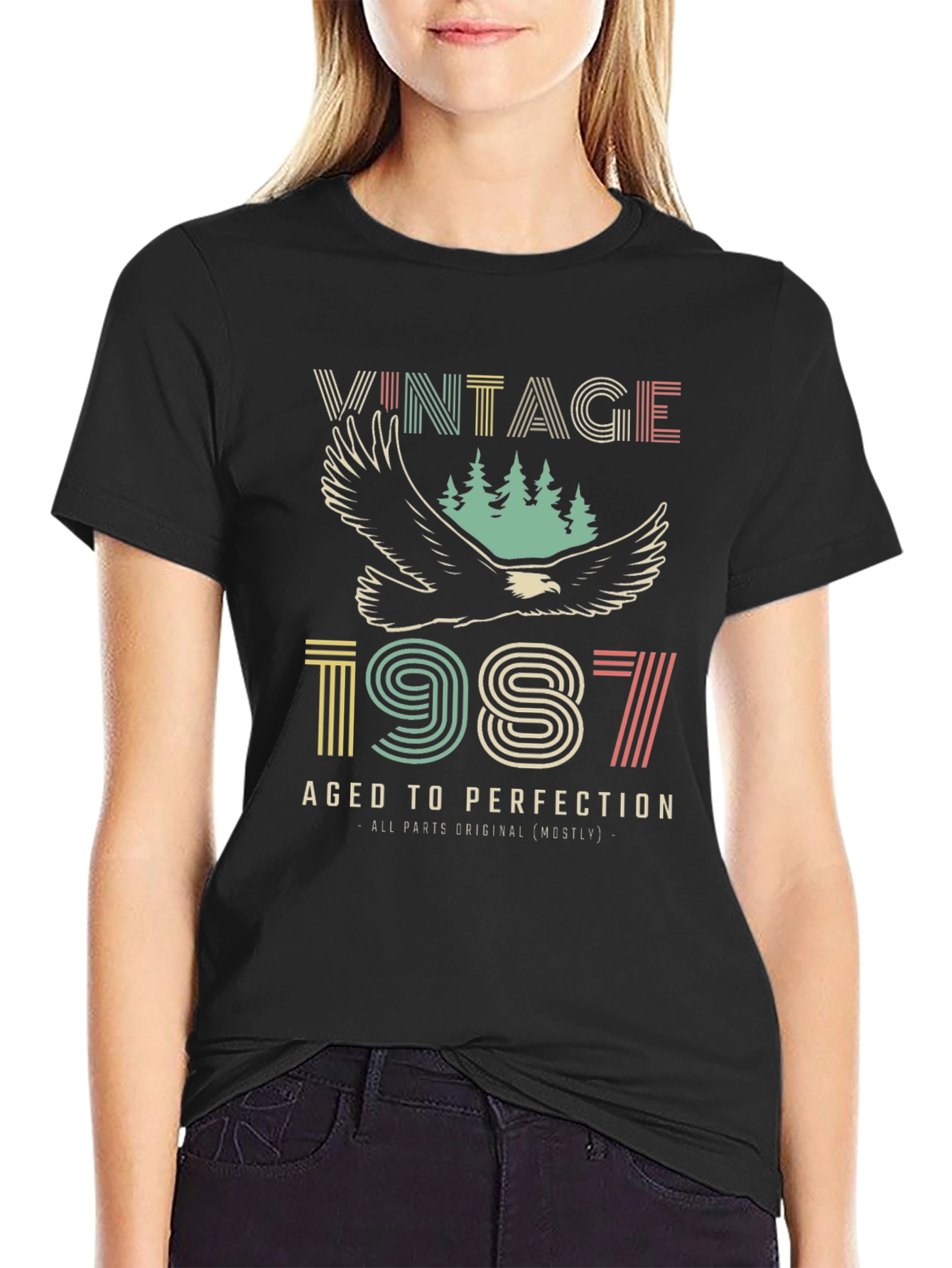 Black Vintage 1987 Aged to Perfection Graphic Tee view 2