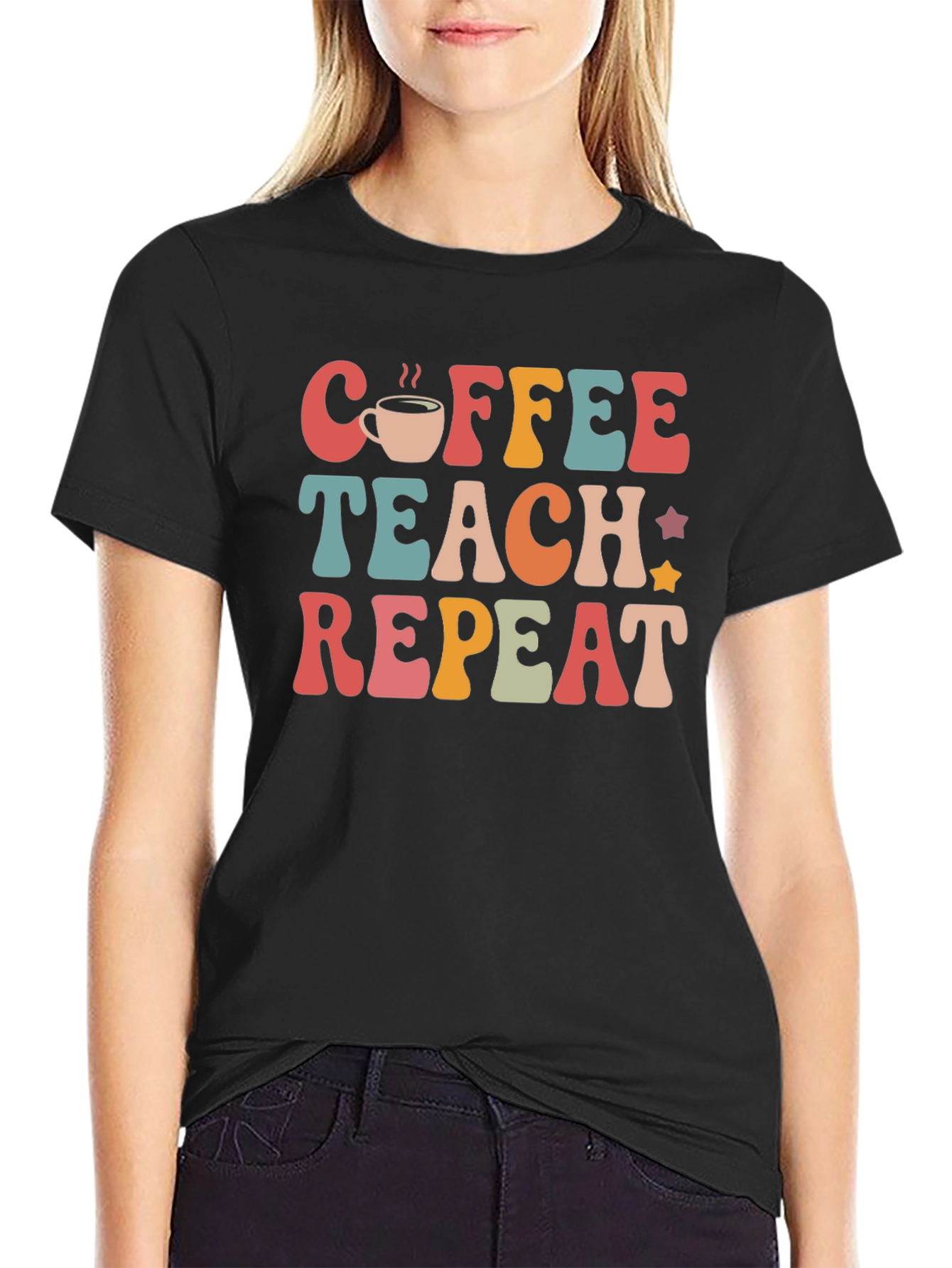Black Coffee Teach Repeat Graphic T-Shirt view 2