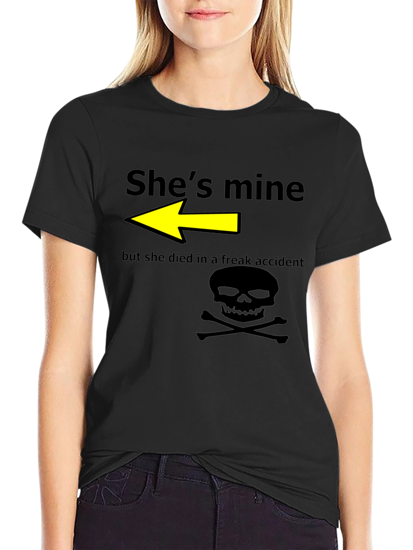 Black Humorous "She's Mine" Graphic T-Shirt view 2