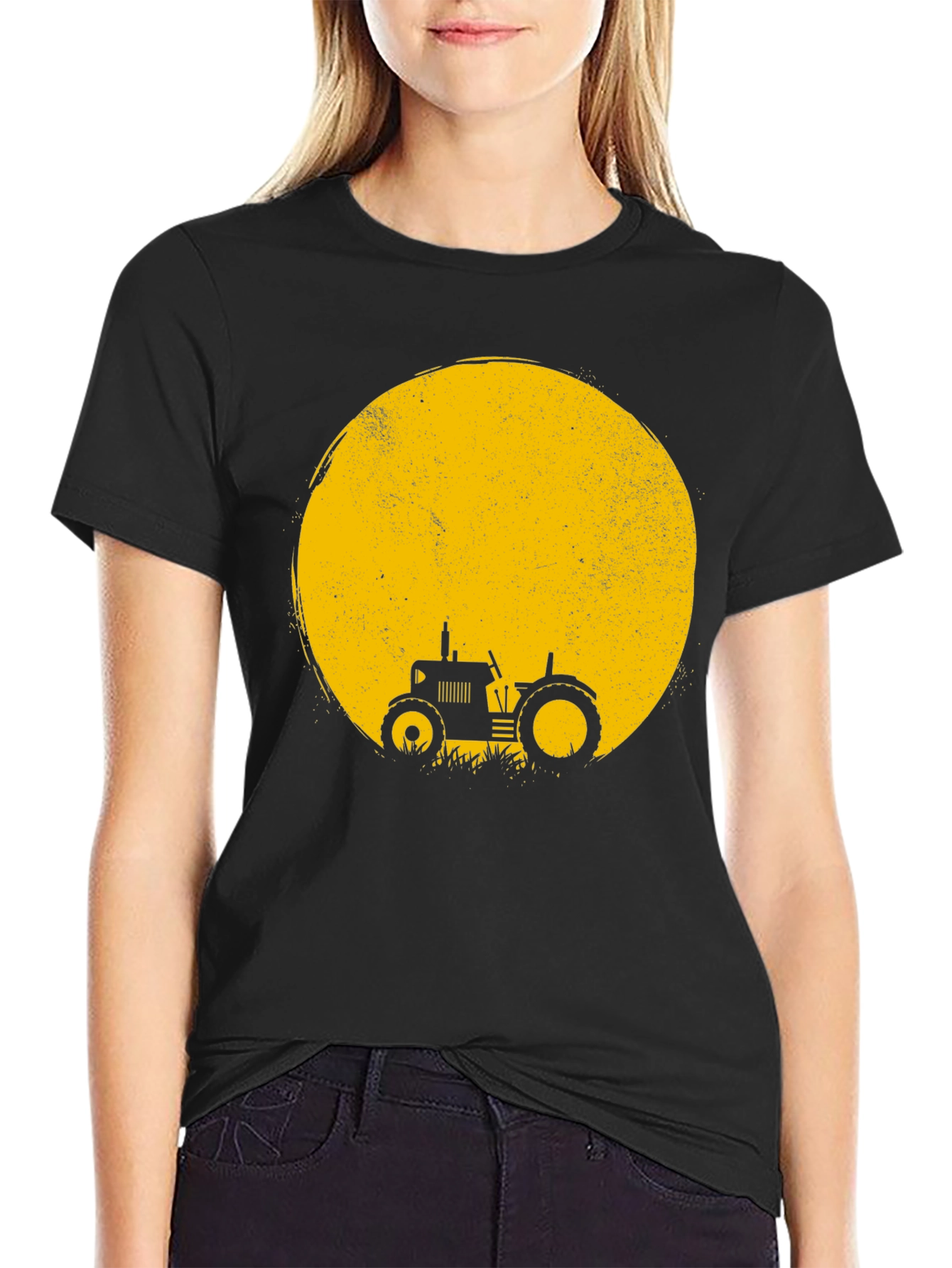 Black Tractor Moon Graphic Tee - Black Cotton Blend view 2