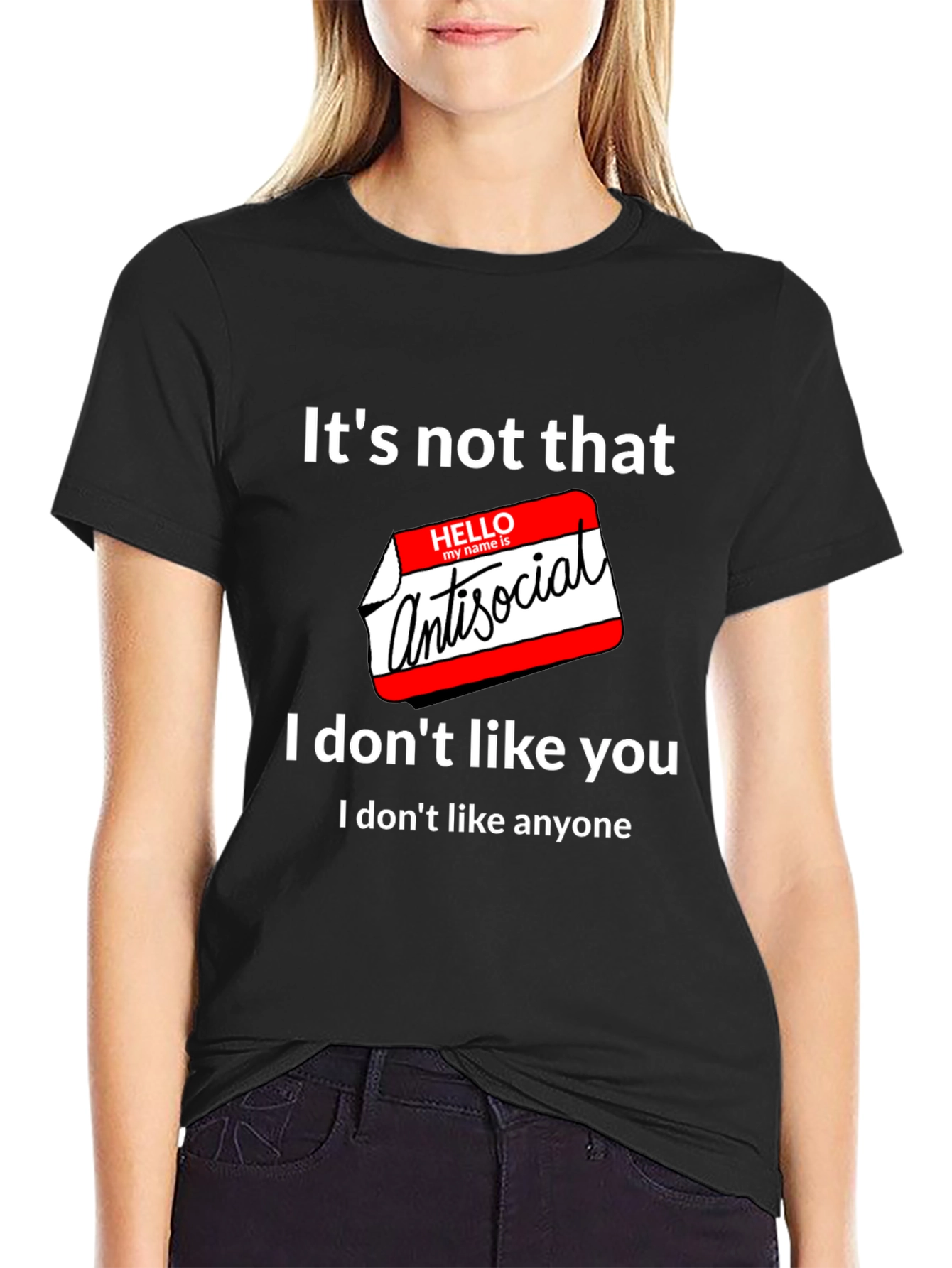 Black Antisocial Graphic T-Shirt - Funny Introvert Tee view 2