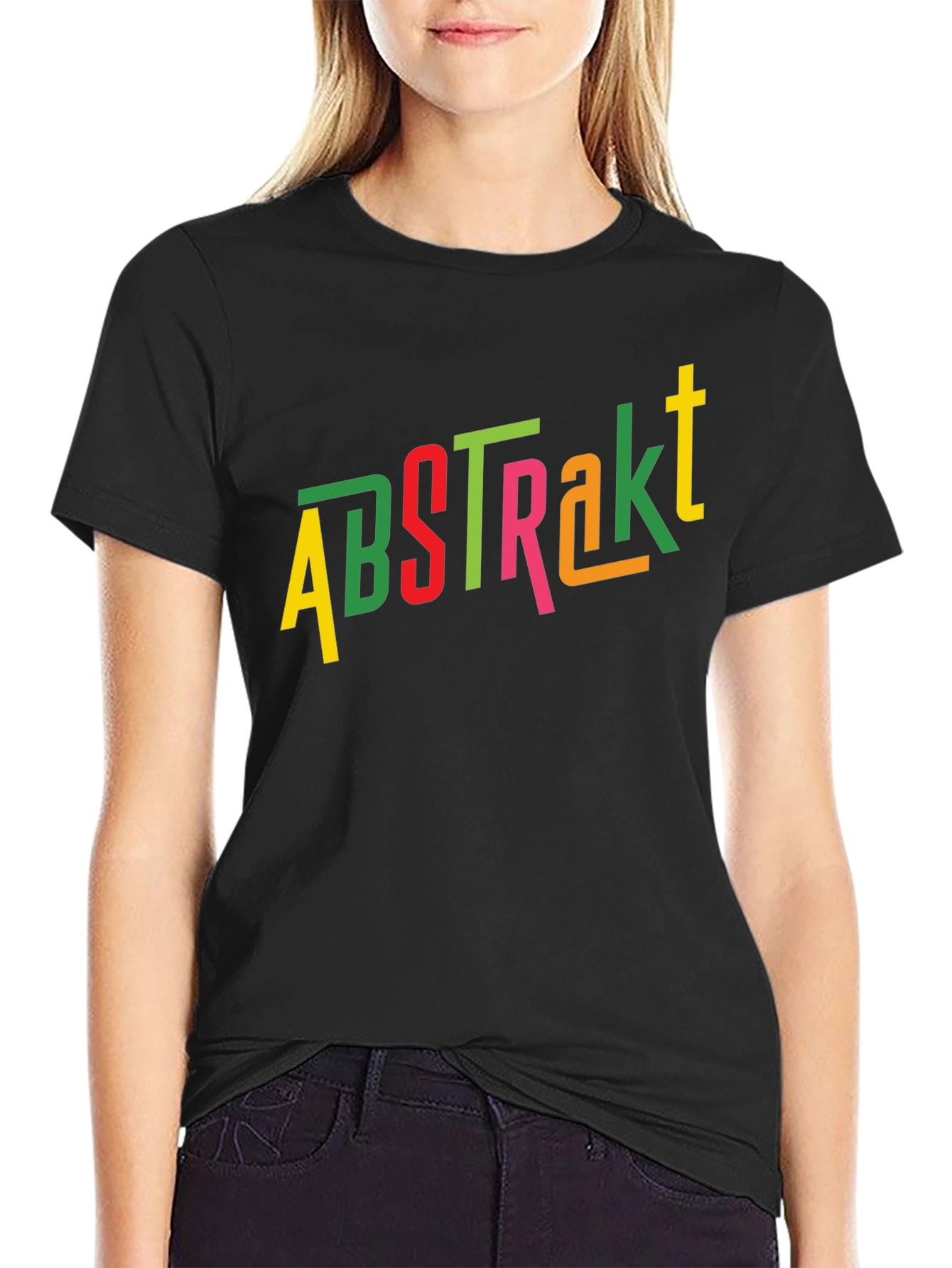 Black Abstract Colorful Graphic Men's Black T-Shirt view 2