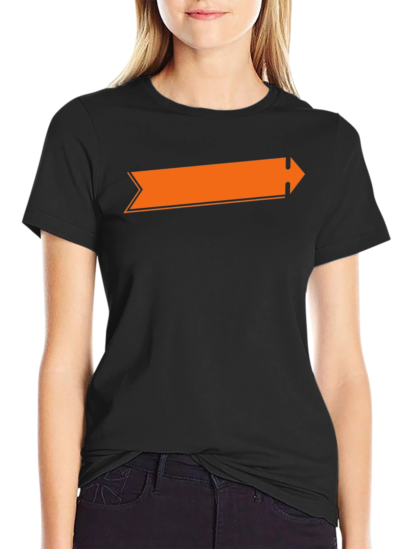 Black Orange Arrow Graphic Black T-Shirt view 2