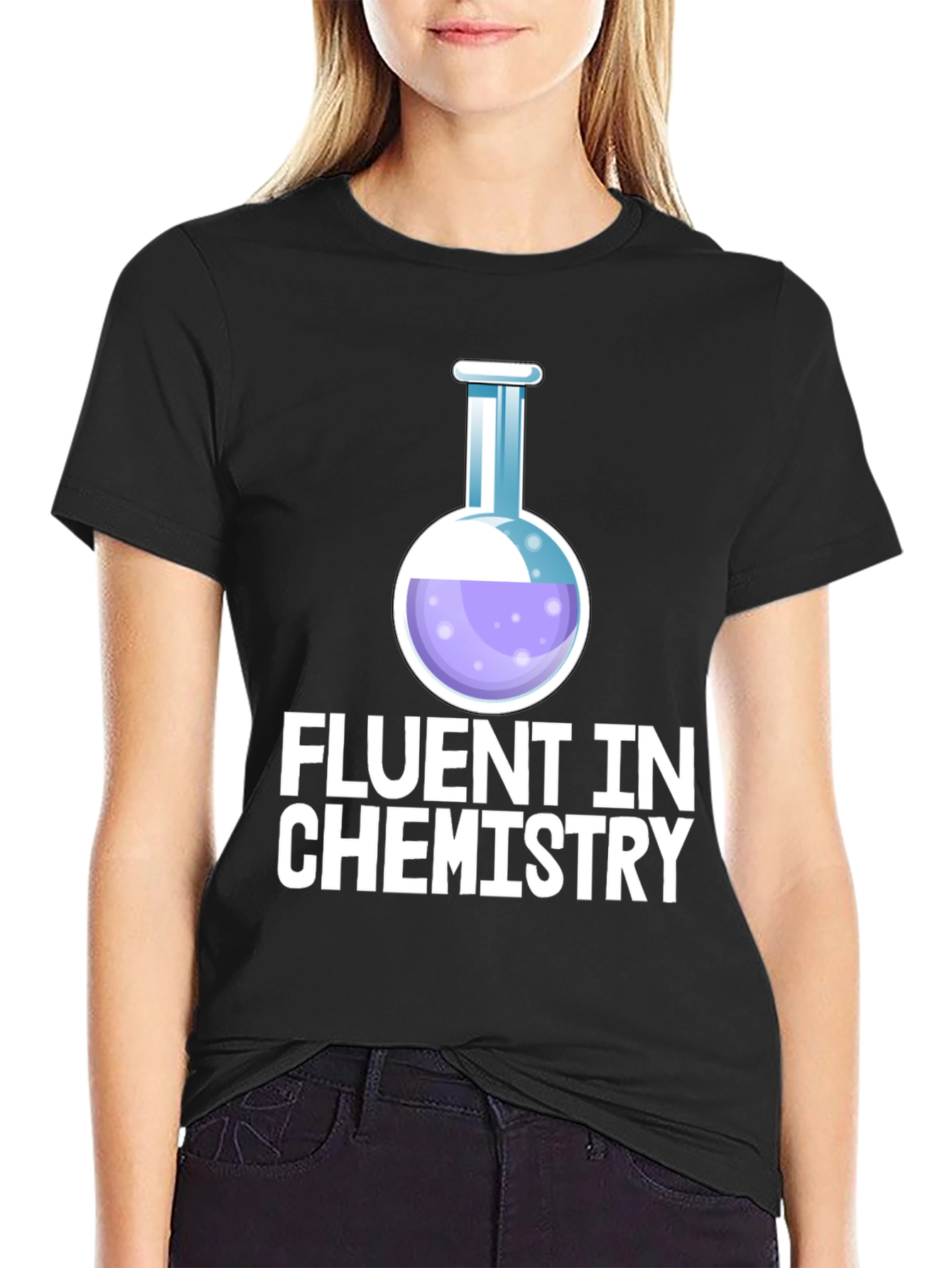 Black Fluent In Chemistry T-Shirt view 2
